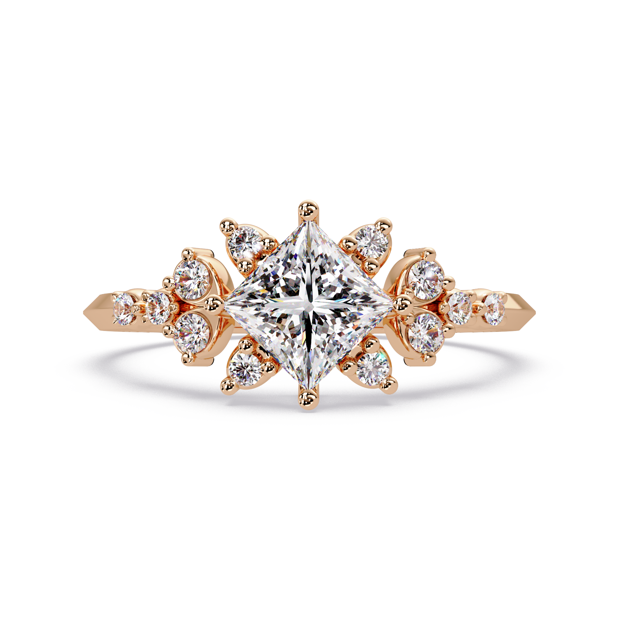 Princess Cut lab grown diamond Illusion ring