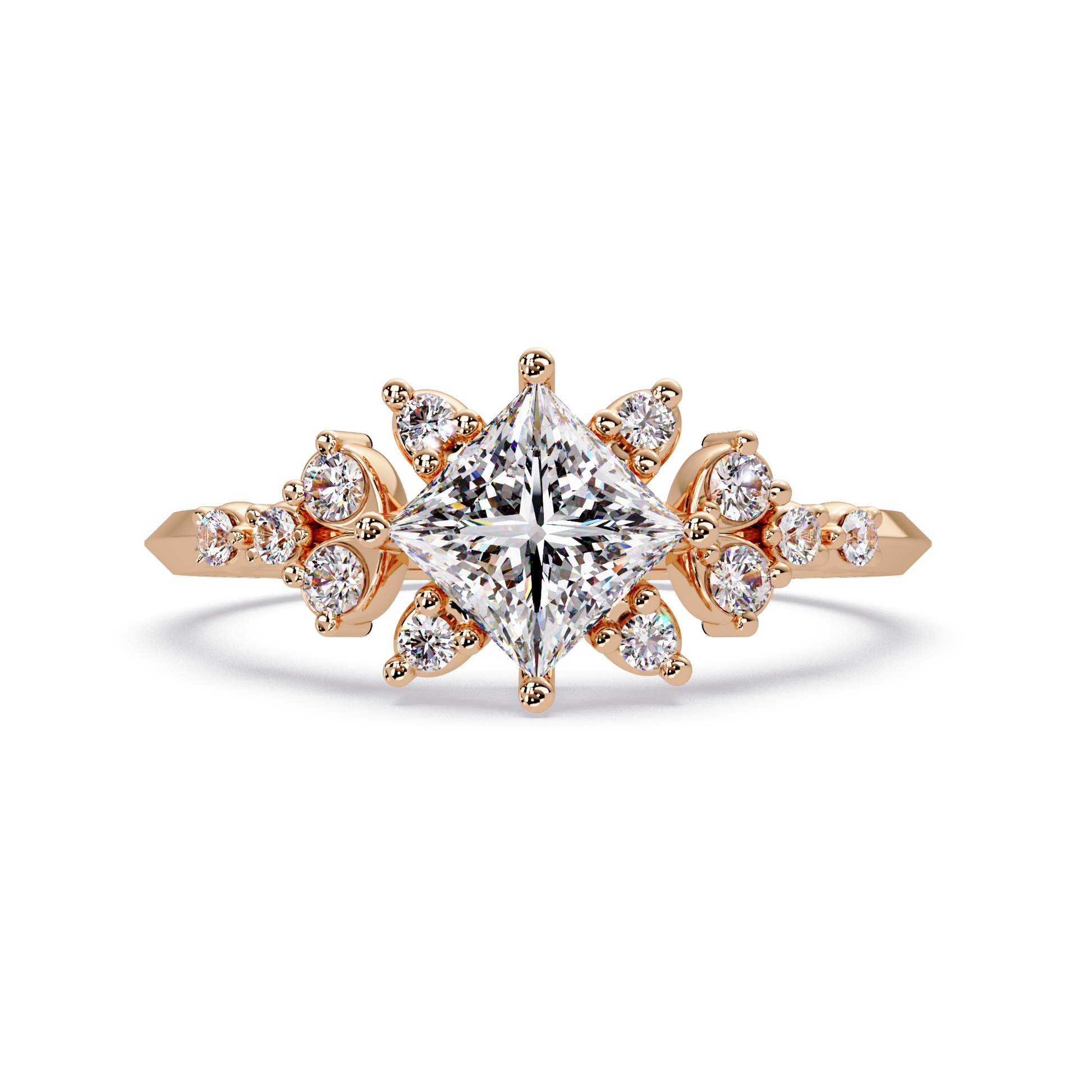 Princess Cut lab grown diamond Illusion ring
