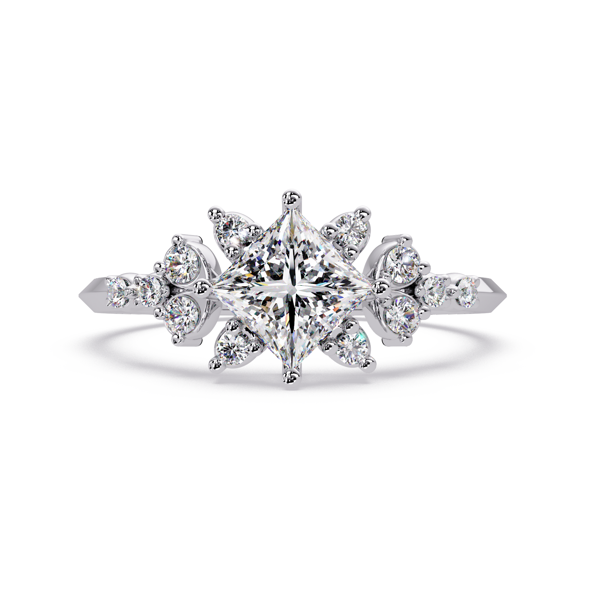 Princess Cut lab grown diamond Illusion ring