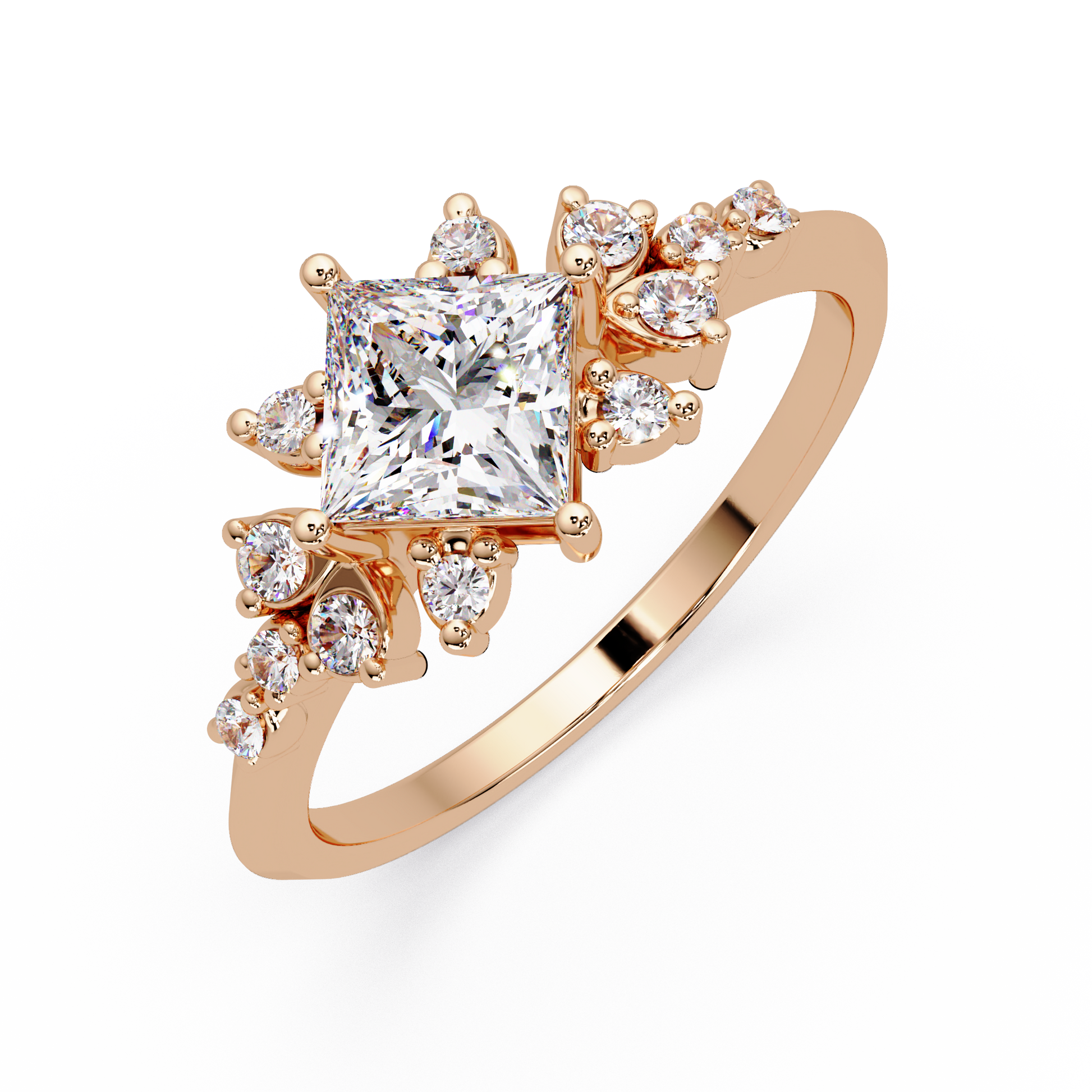 Princess Cut lab grown diamond Illusion ring