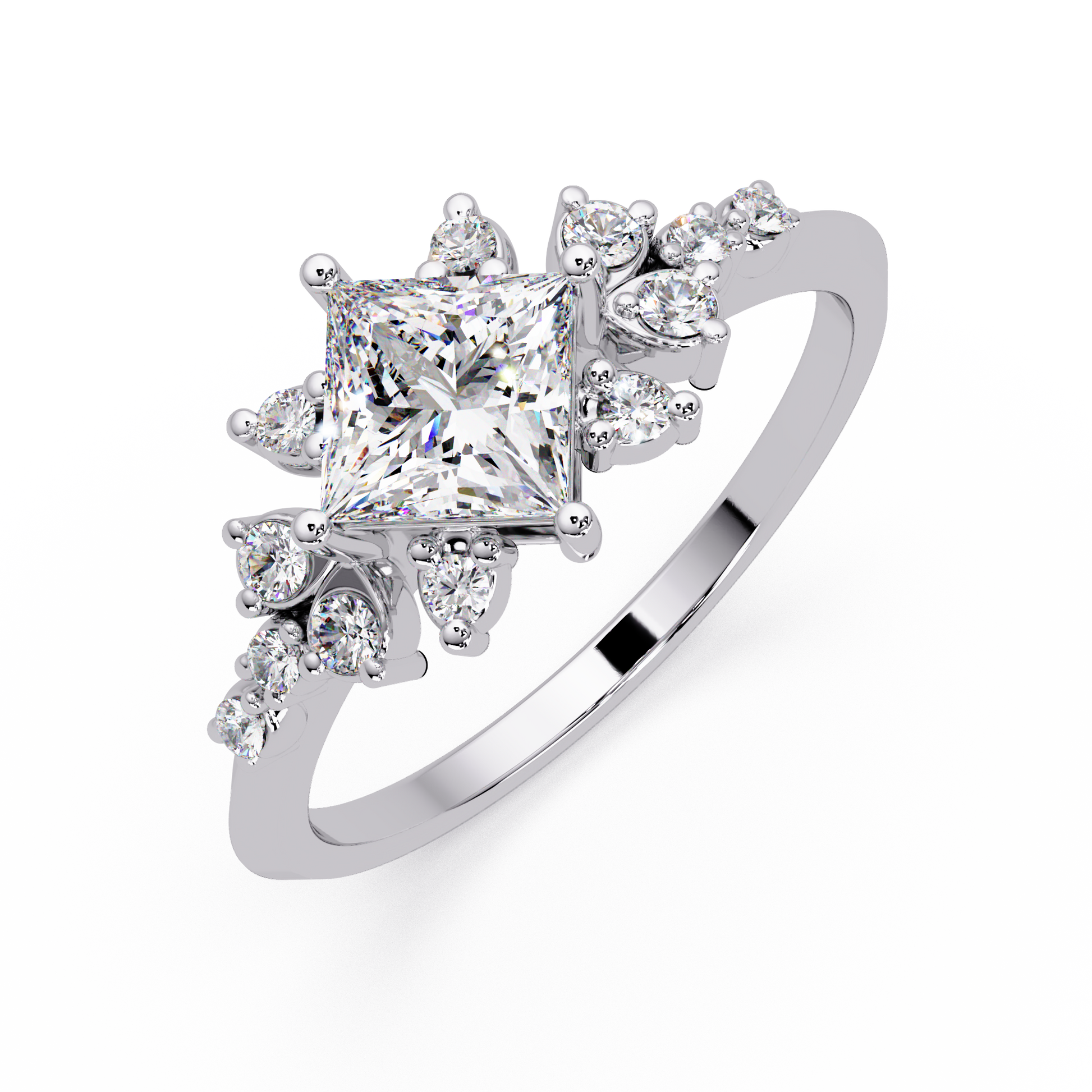 Princess Cut lab grown diamond Illusion ring