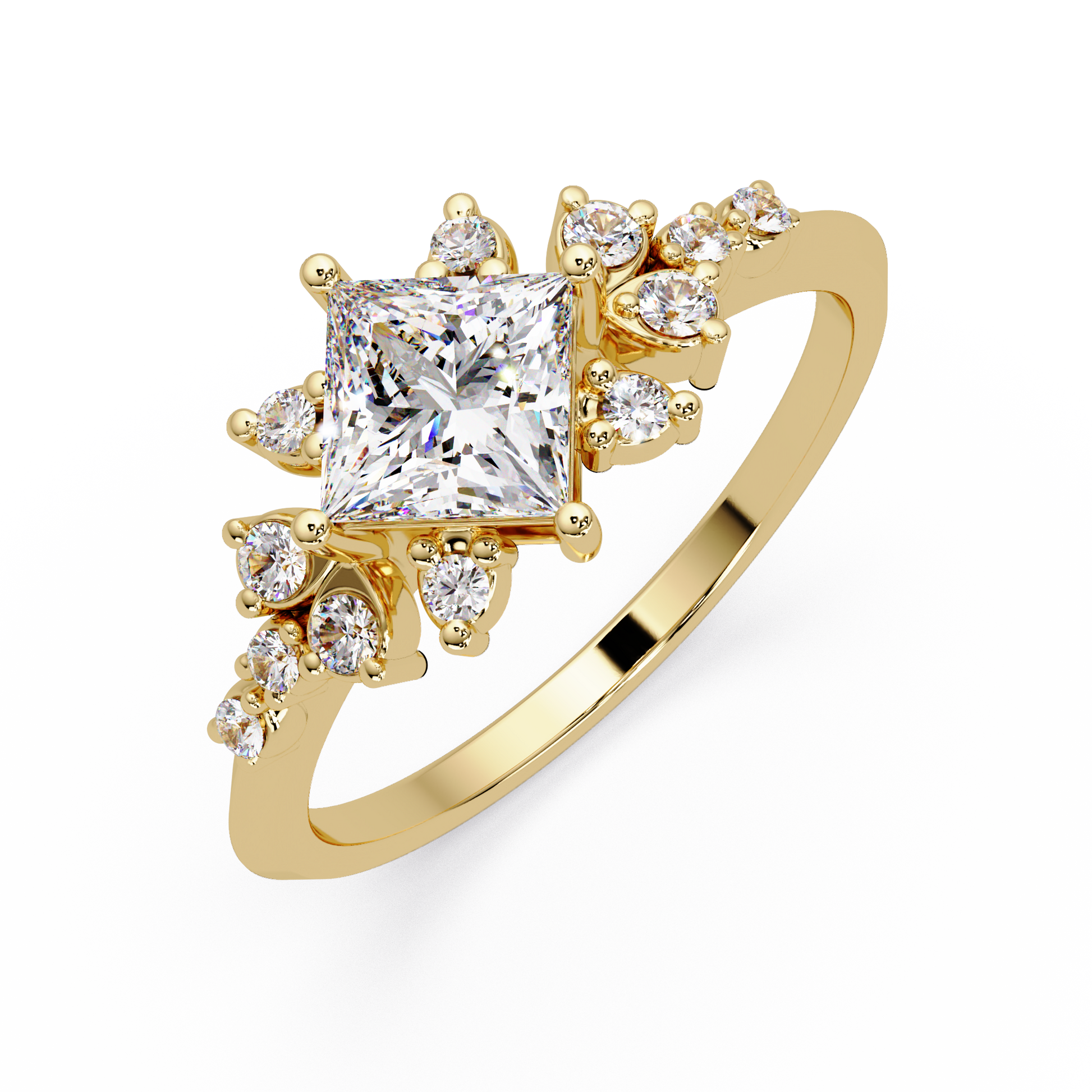 Princess Cut lab grown diamond Illusion ring