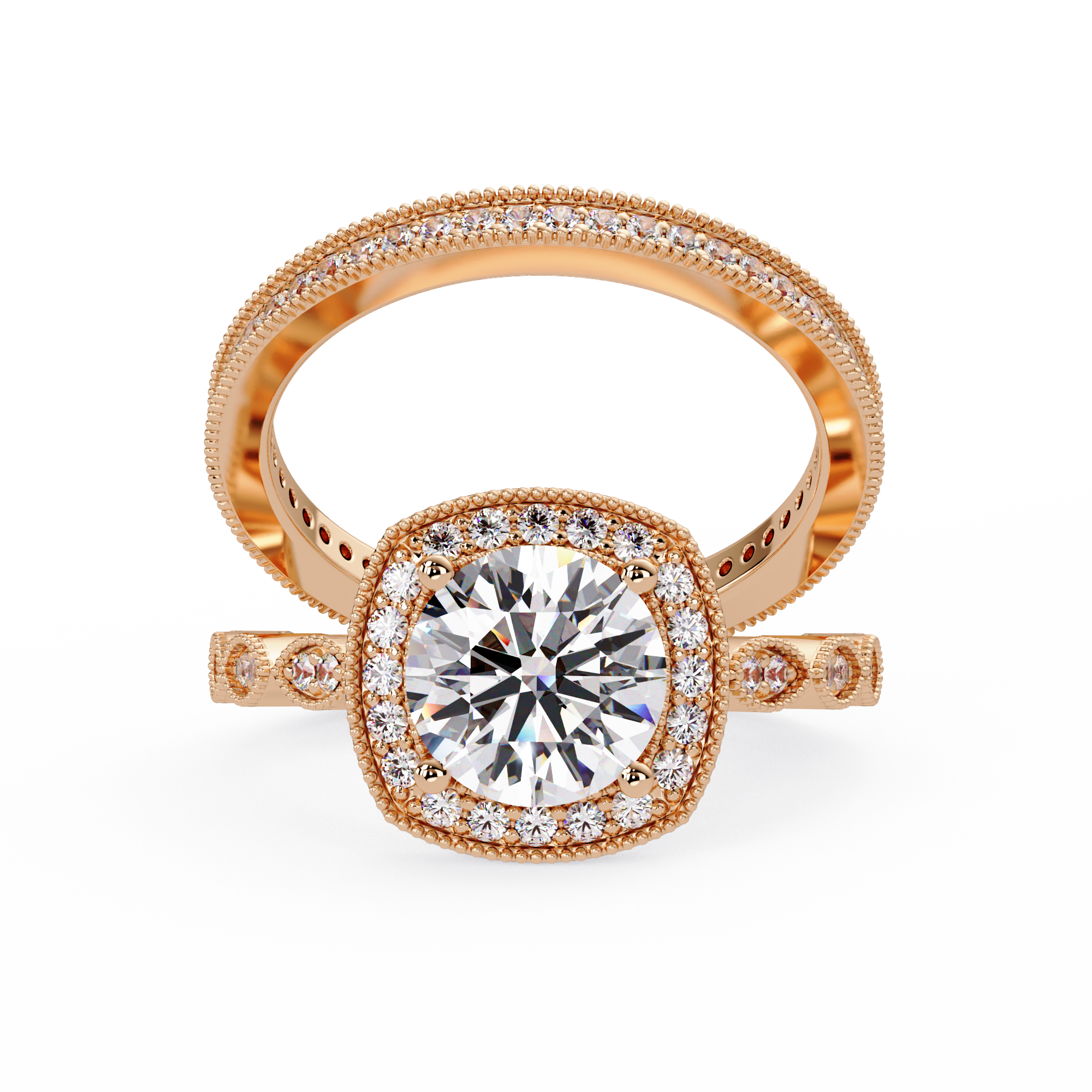 Round Cut Lab grown Diamond Ring With Halo Setting