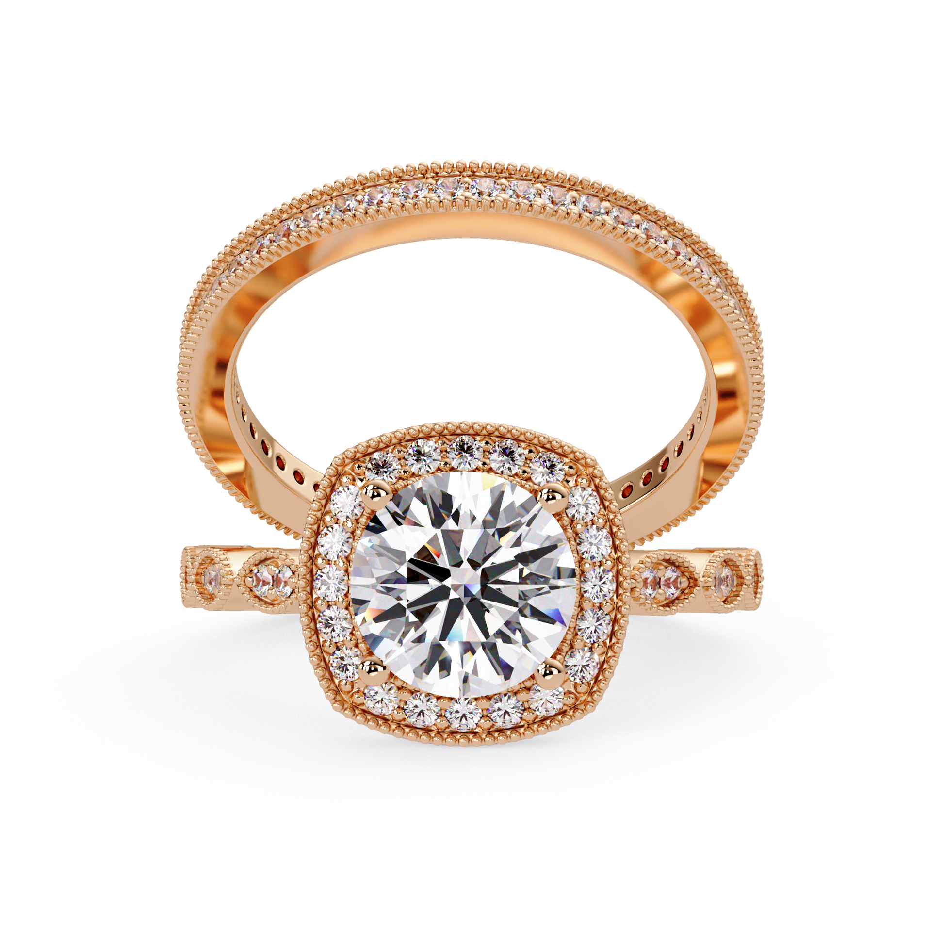 Round Cut Lab grown Diamond Ring With Halo Setting