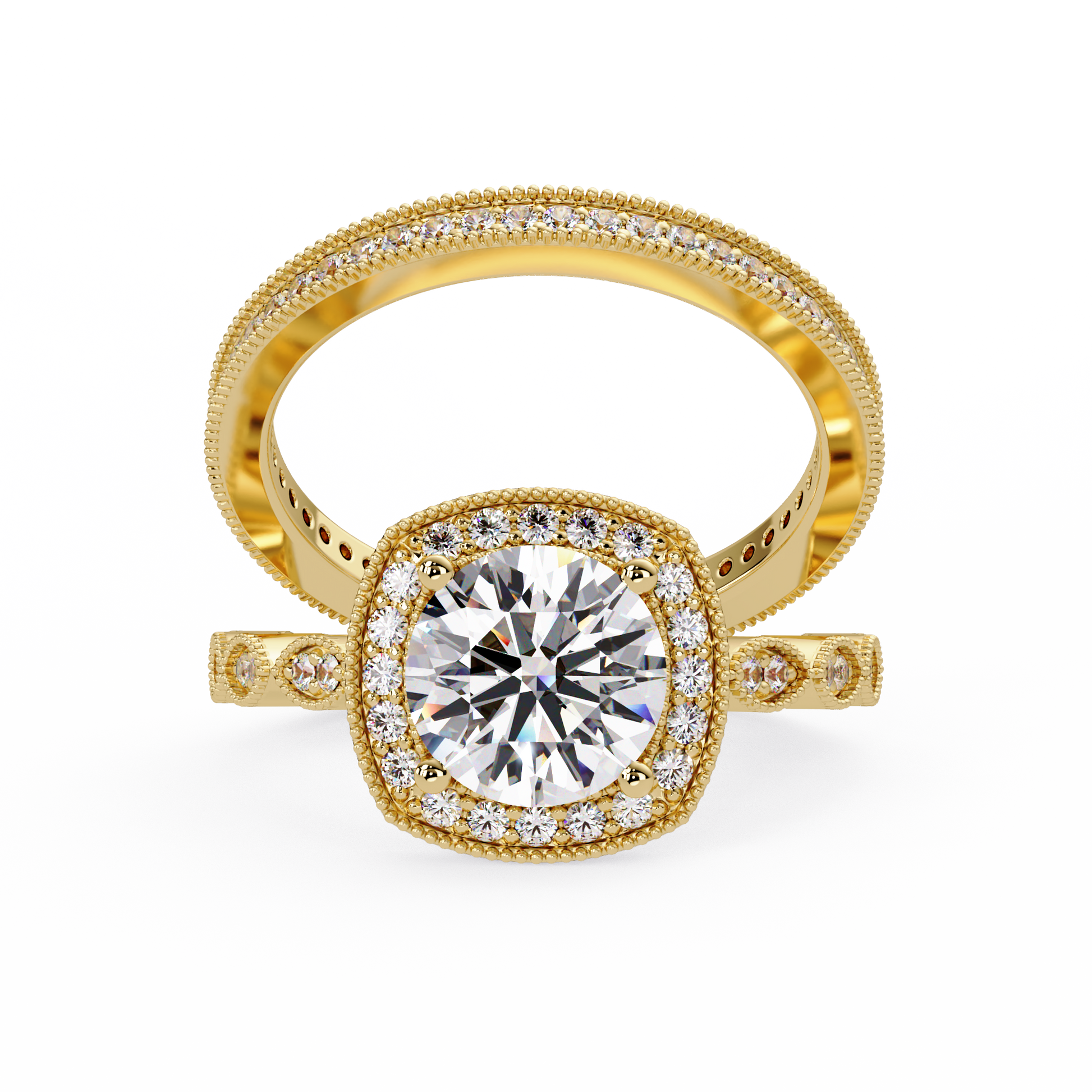 Round Cut Lab grown Diamond Ring With Halo Setting