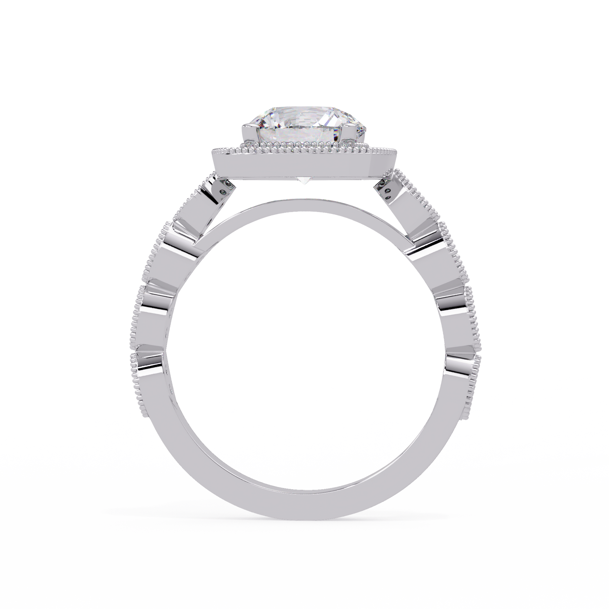 Round Cut Lab grown Diamond Ring With Halo Setting