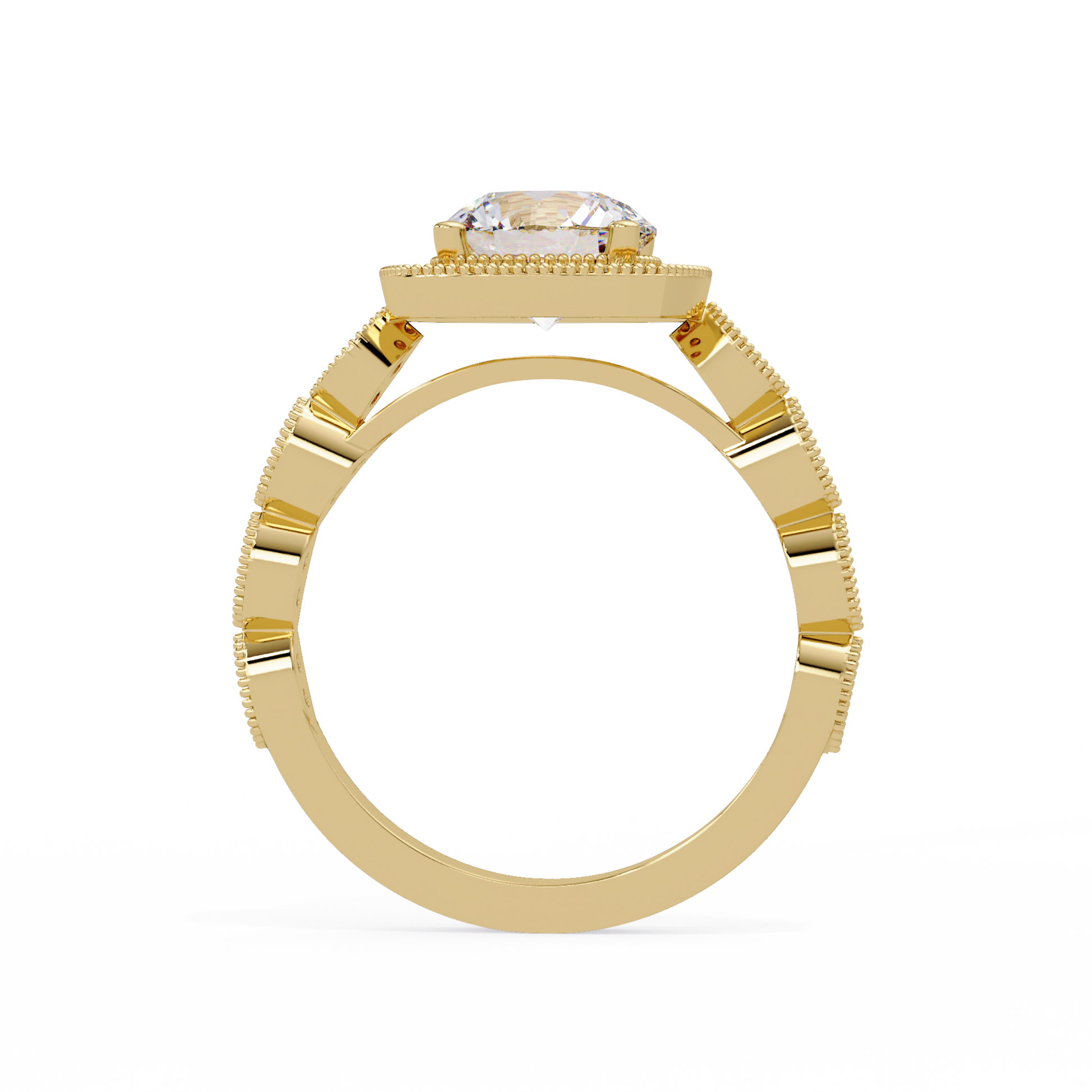 Round Cut Lab grown Diamond Ring With Halo Setting