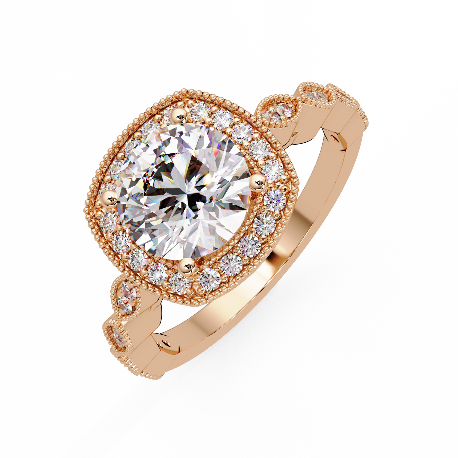 Round Cut Lab grown Diamond Ring With Halo Setting