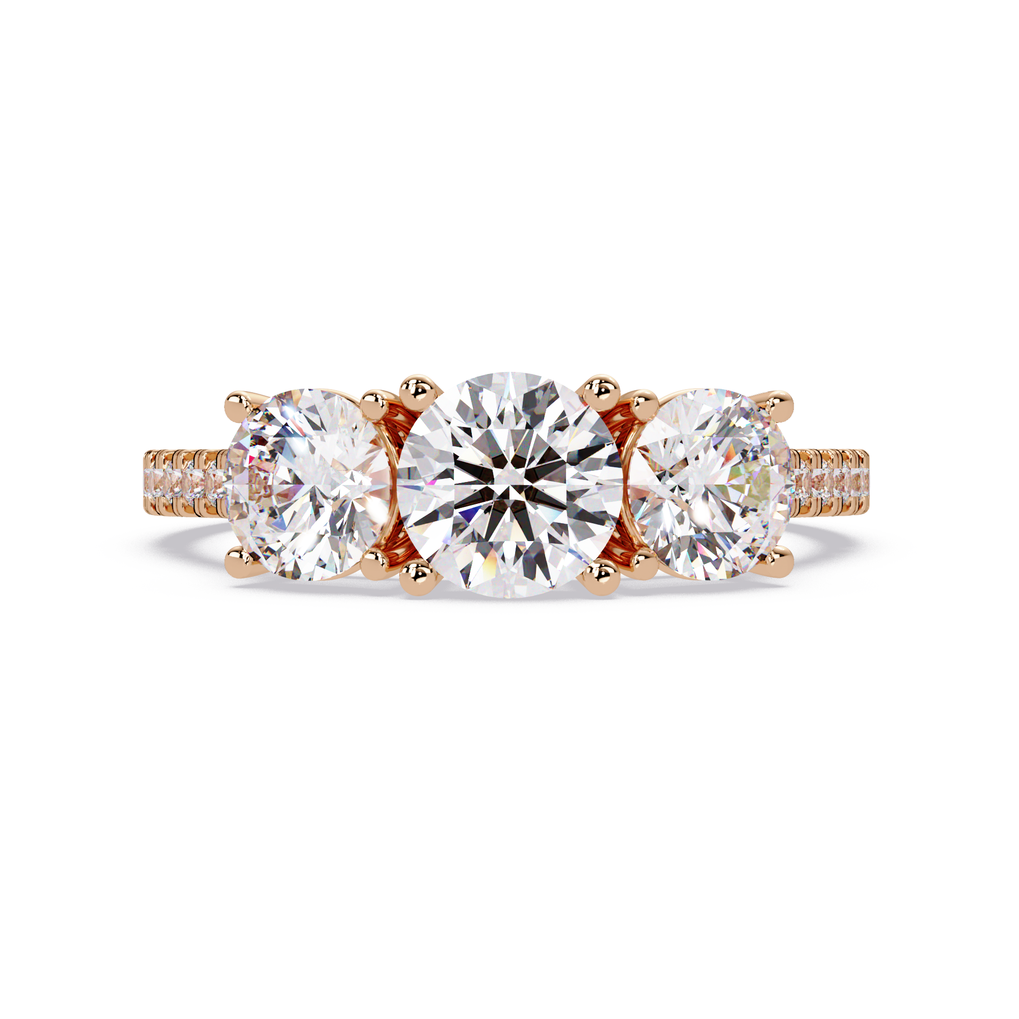 Round Cut Lab Grown Dimond Thee Stone Ring