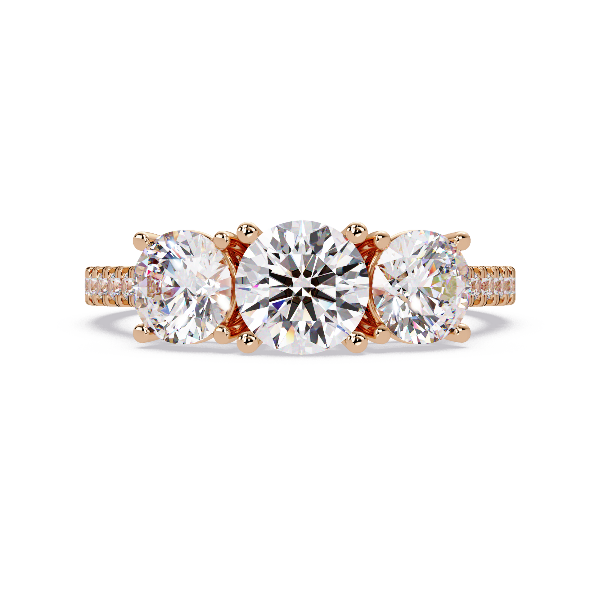 Round Cut Lab Grown Dimond Thee Stone Ring