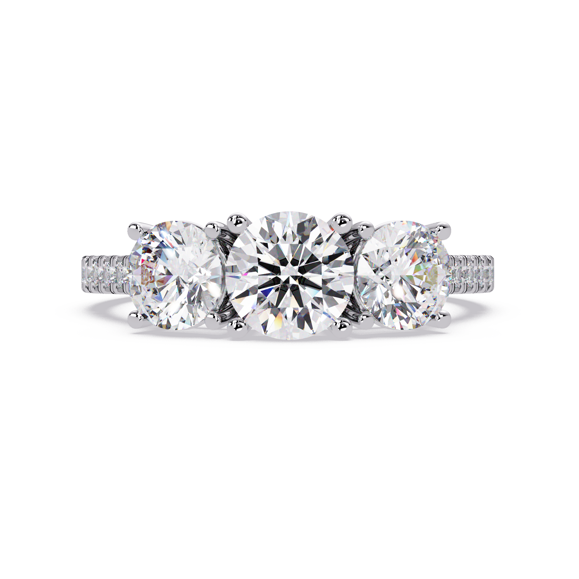 Round Cut Lab Grown Dimond Thee Stone Ring