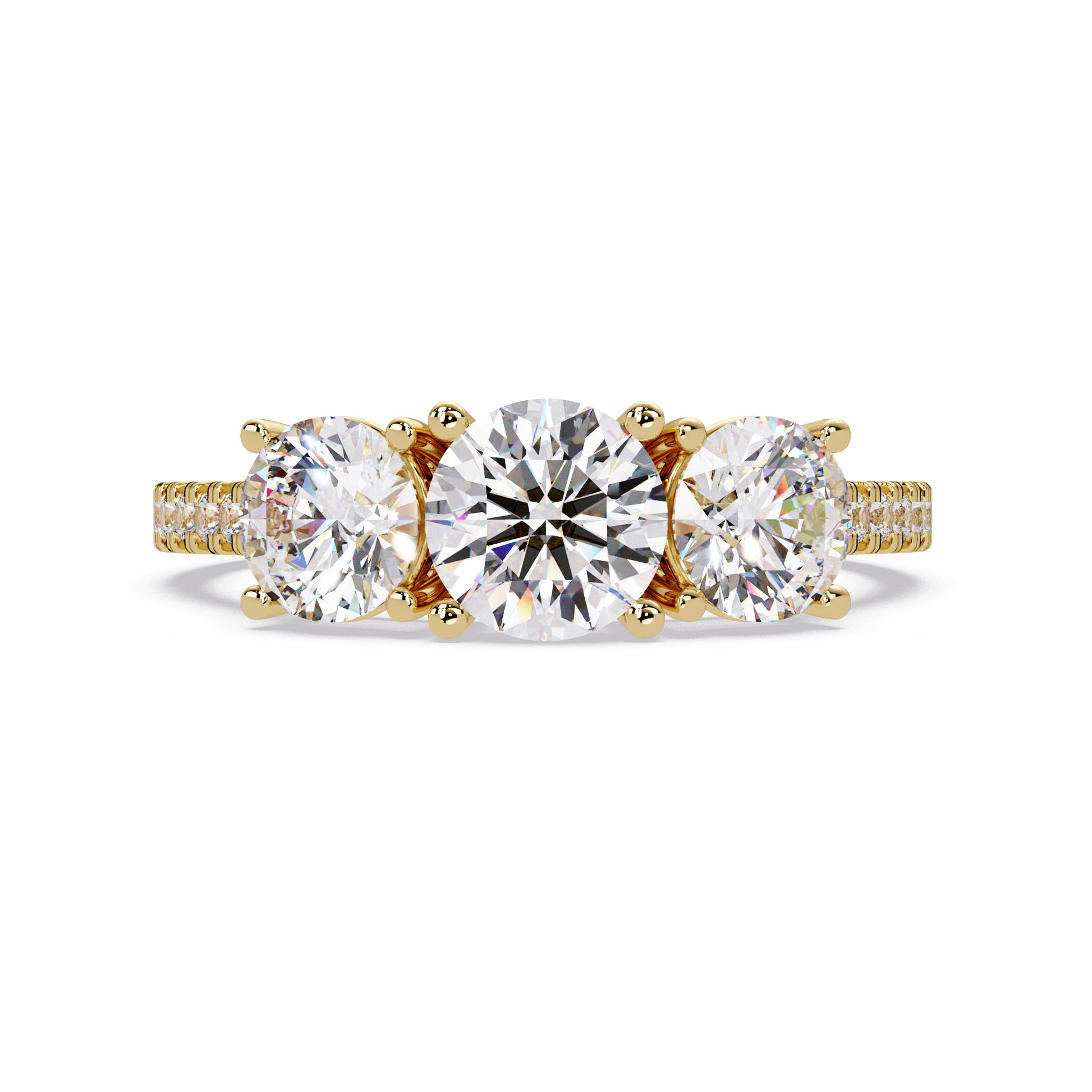 Round Cut Lab Grown Dimond Thee Stone Ring