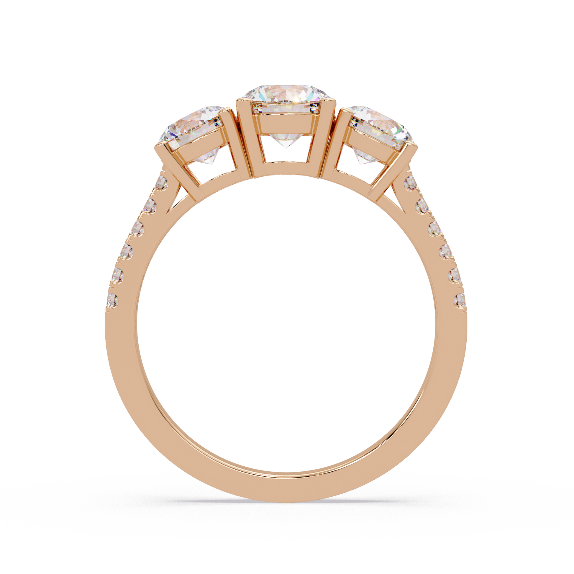 Round Cut Lab Grown Dimond Thee Stone Ring