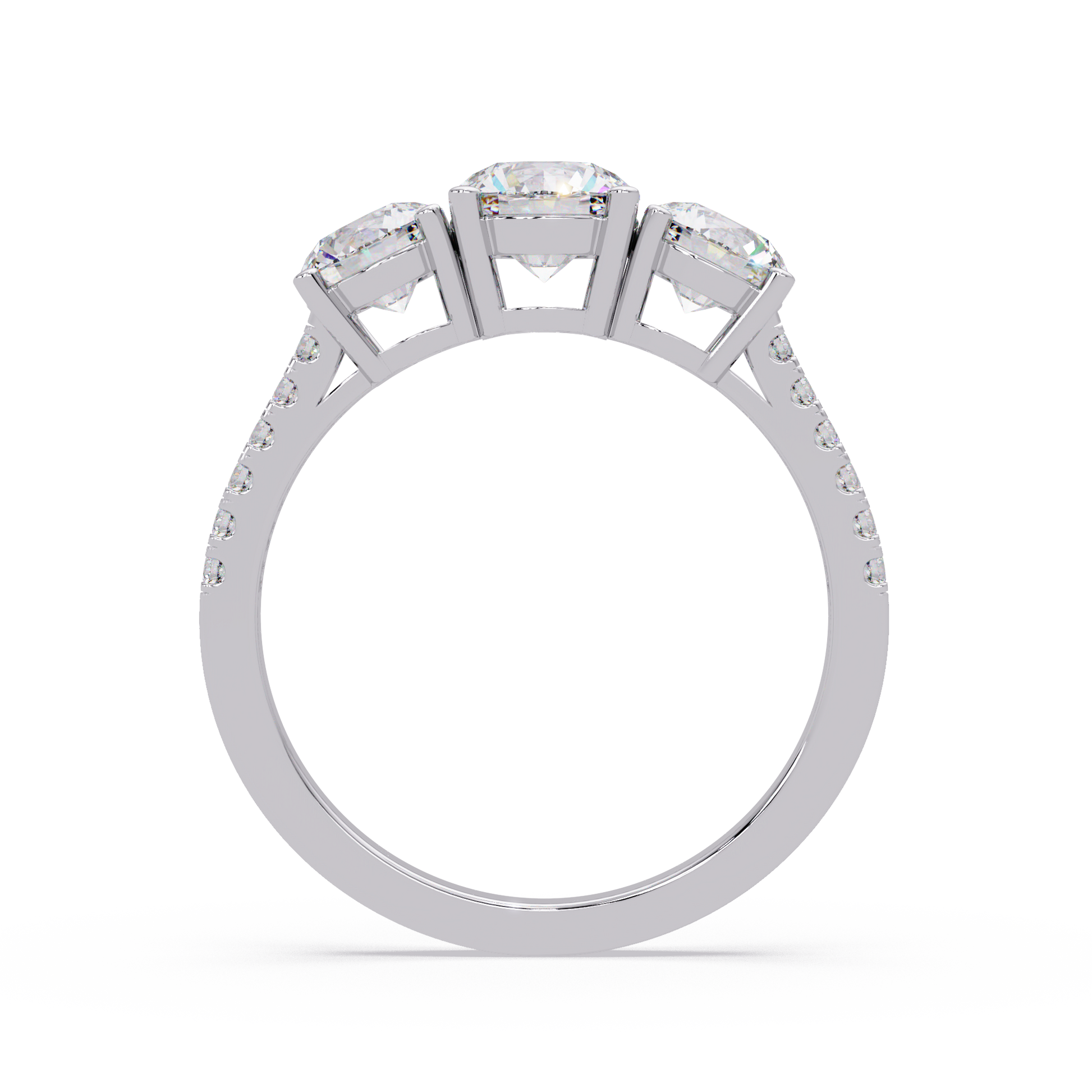 Round Cut Lab Grown Dimond Thee Stone Ring