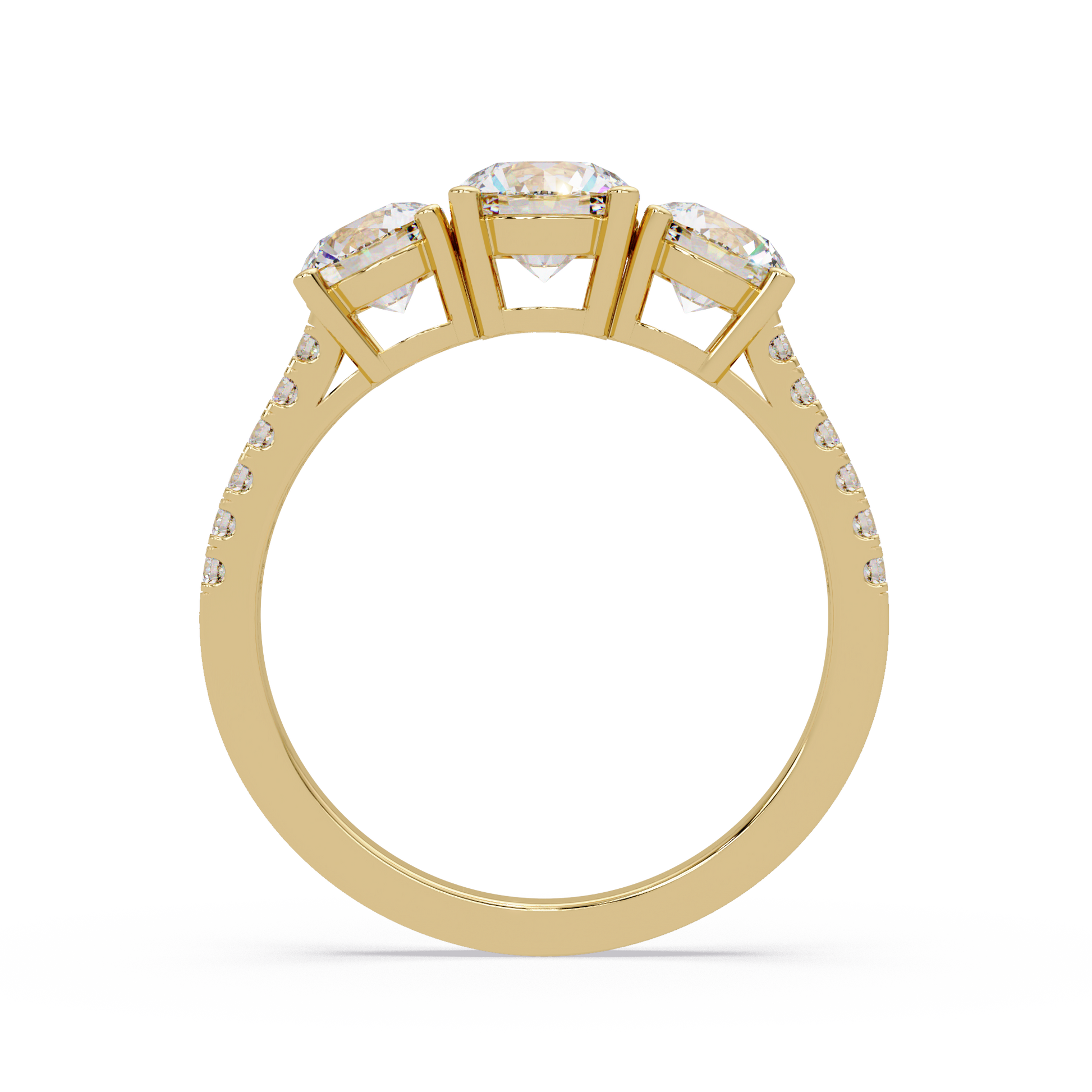 Round Cut Lab Grown Dimond Thee Stone Ring