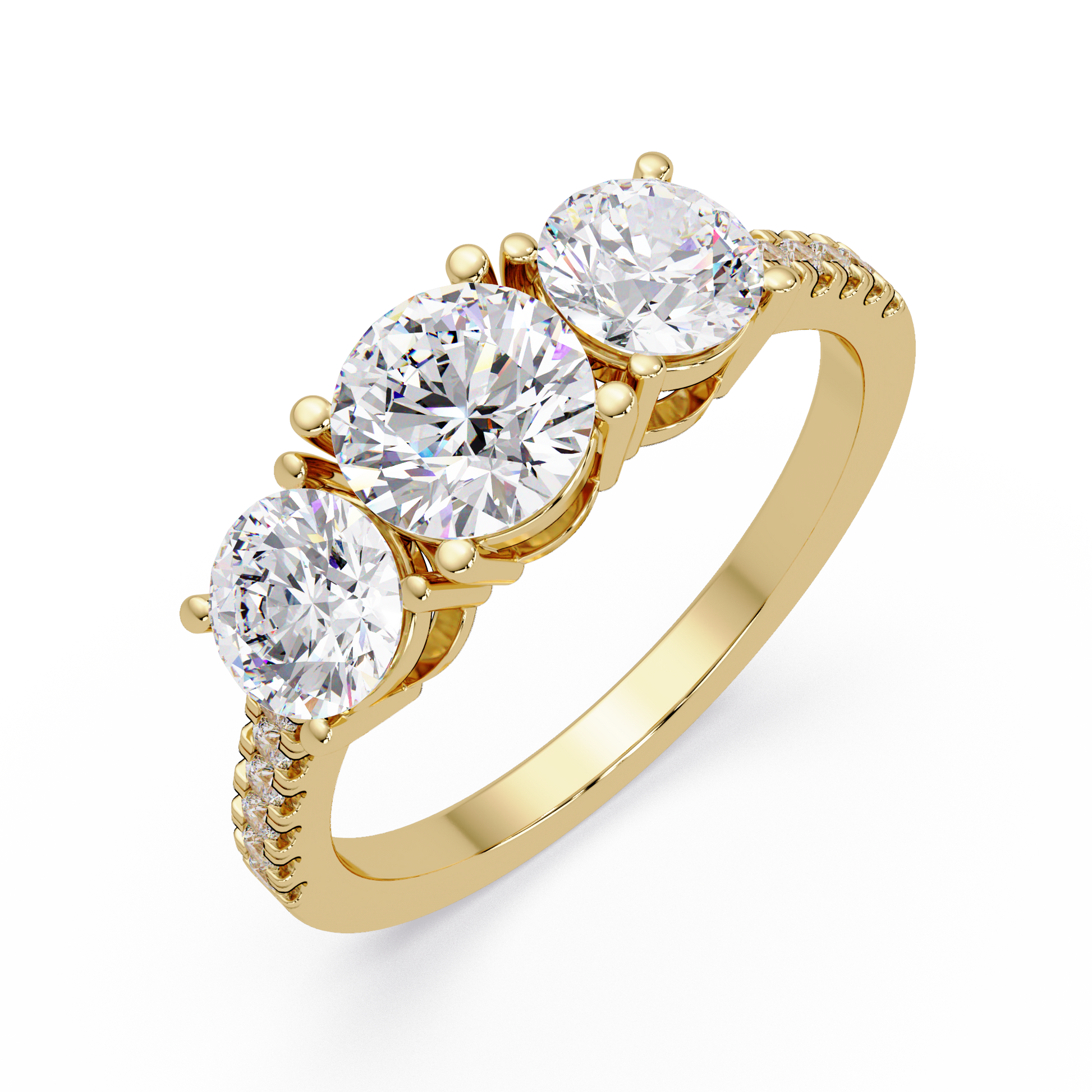 Round Cut Lab Grown Dimond Thee Stone Ring