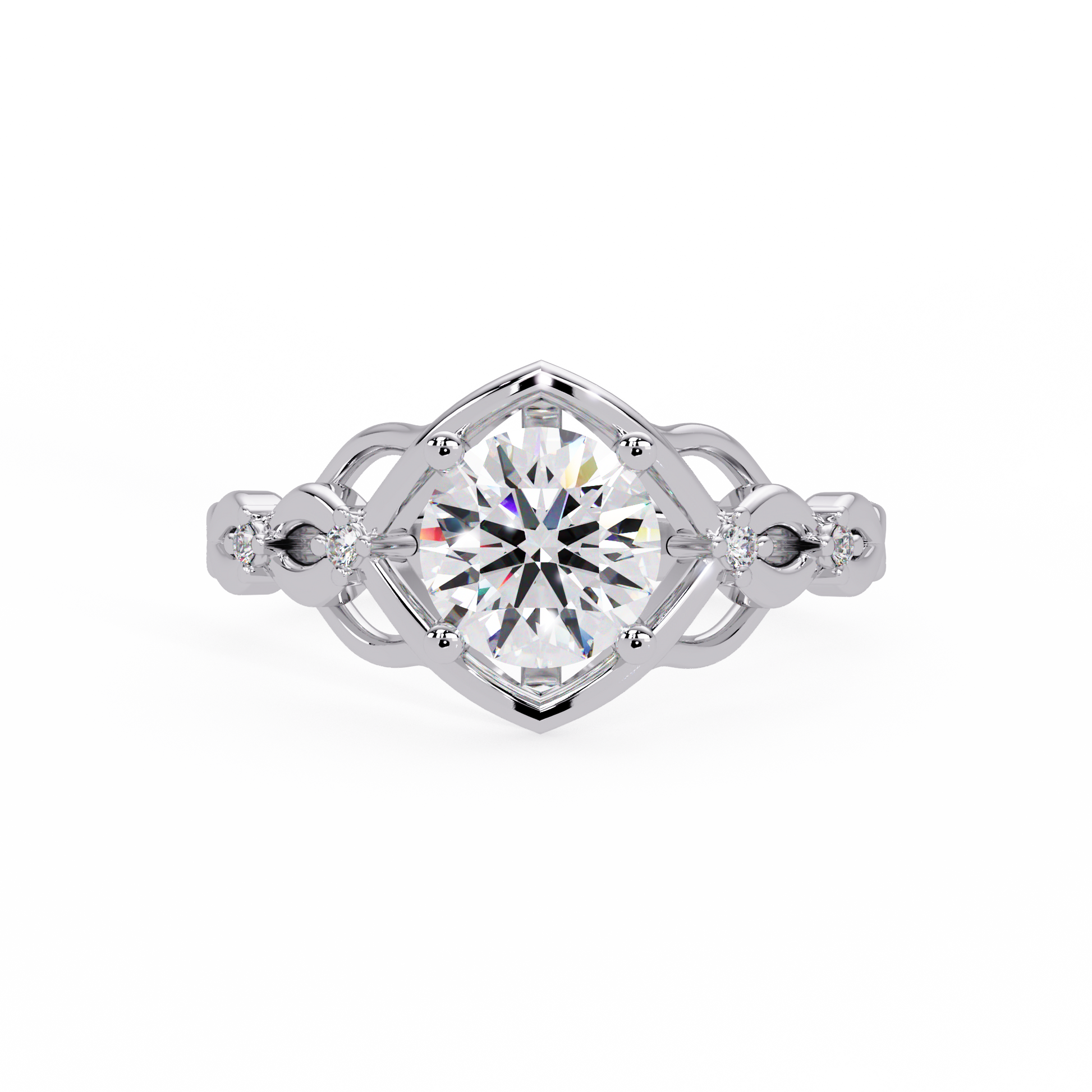 Round Cut lab grown Diamond Engagement Ring