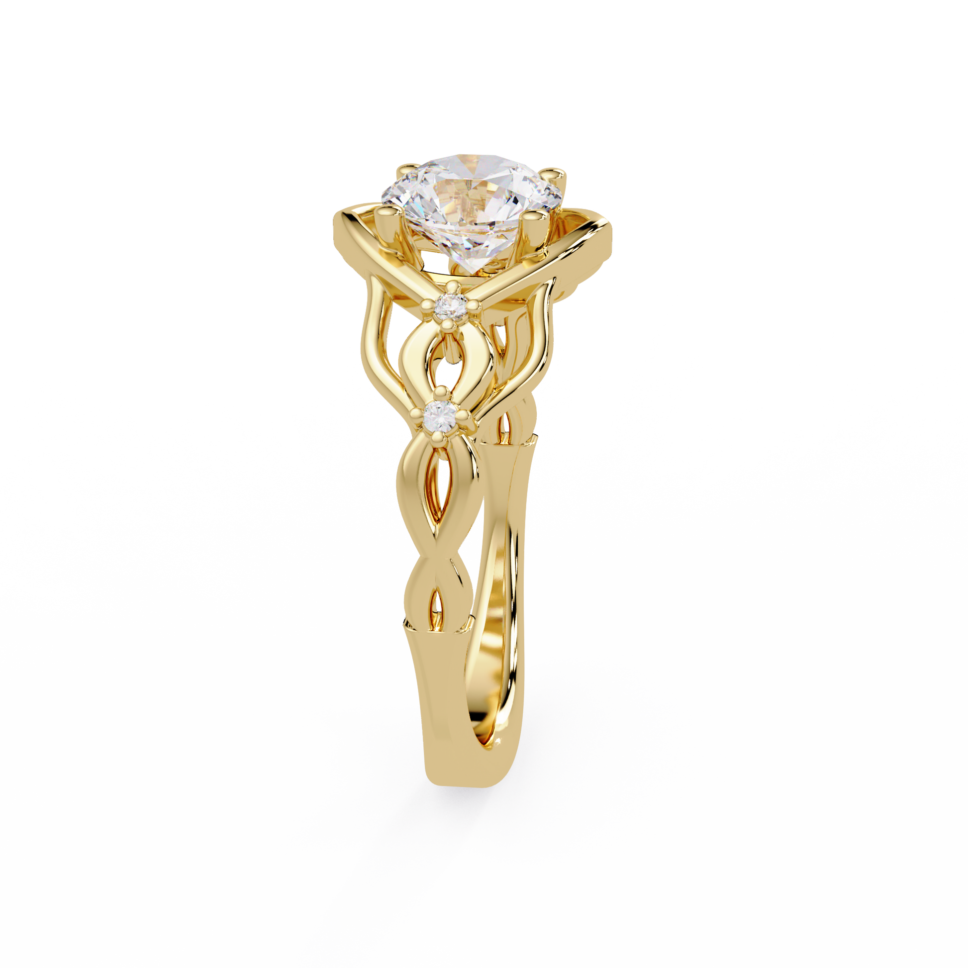 Round Cut lab grown Diamond Engagement Ring