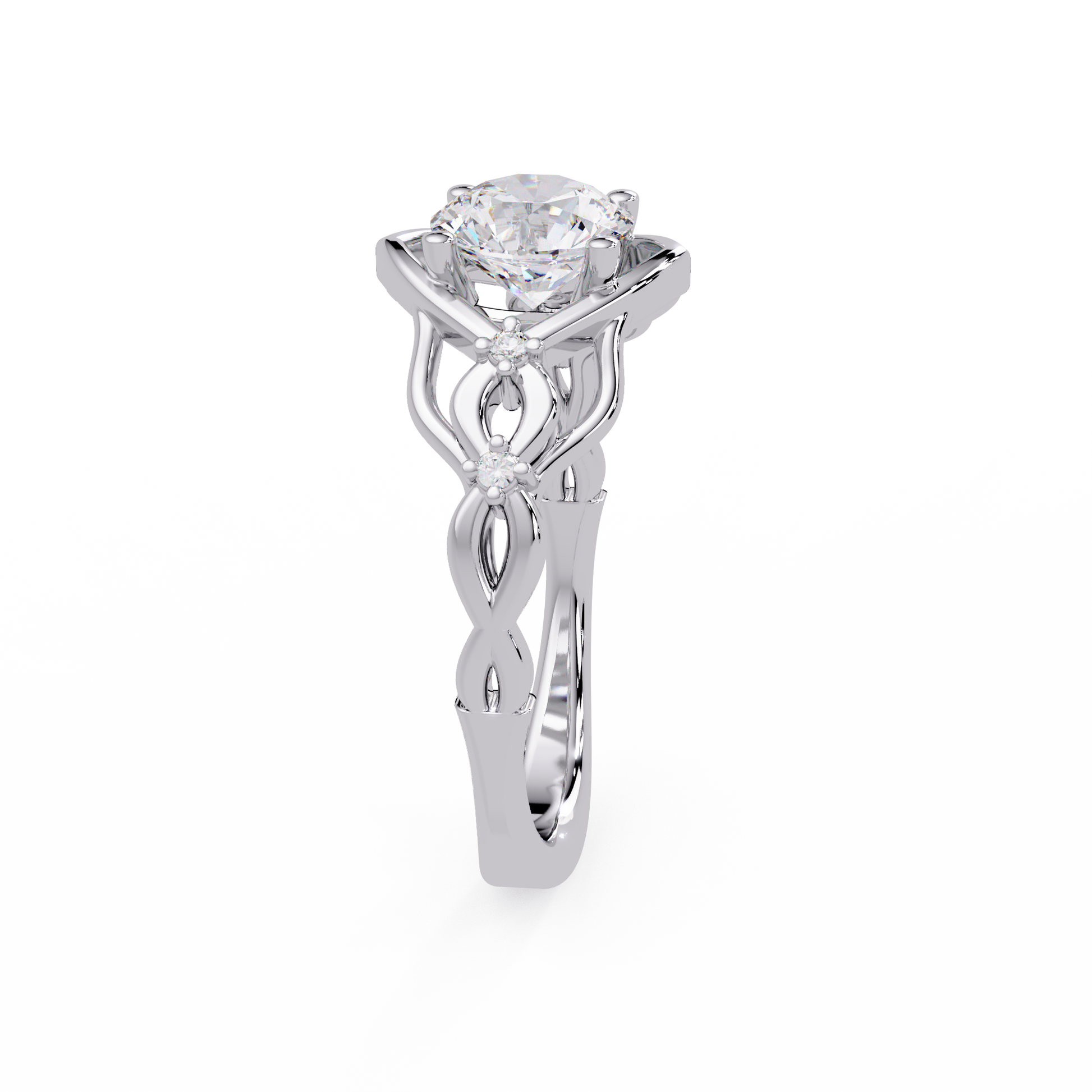 Round Cut lab grown Diamond Engagement Ring