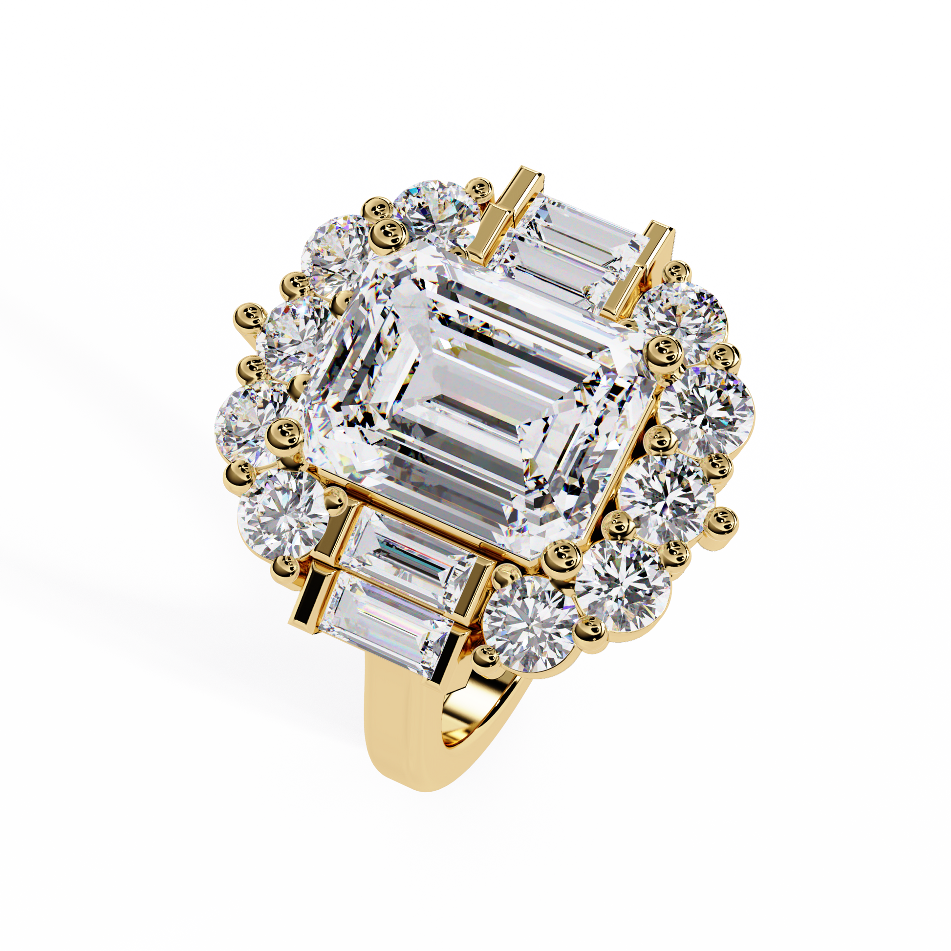 Emerald Cut Lab Grown Diamond Engagement Ring Illusion Setting