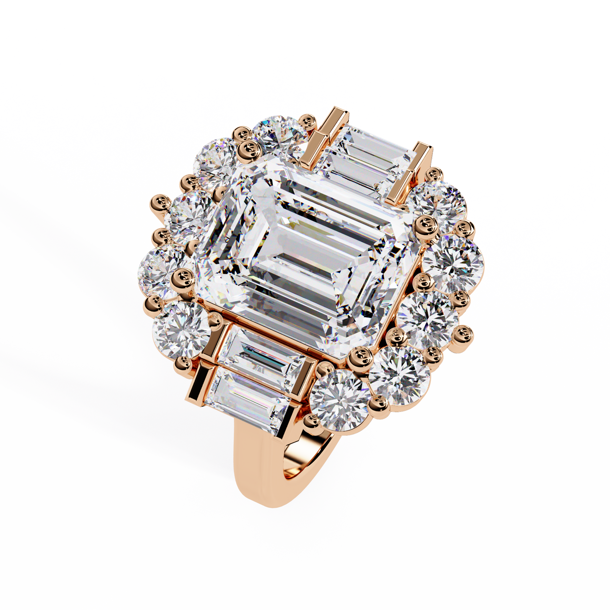 Emerald Cut Lab Grown Diamond Engagement Ring Illusion Setting