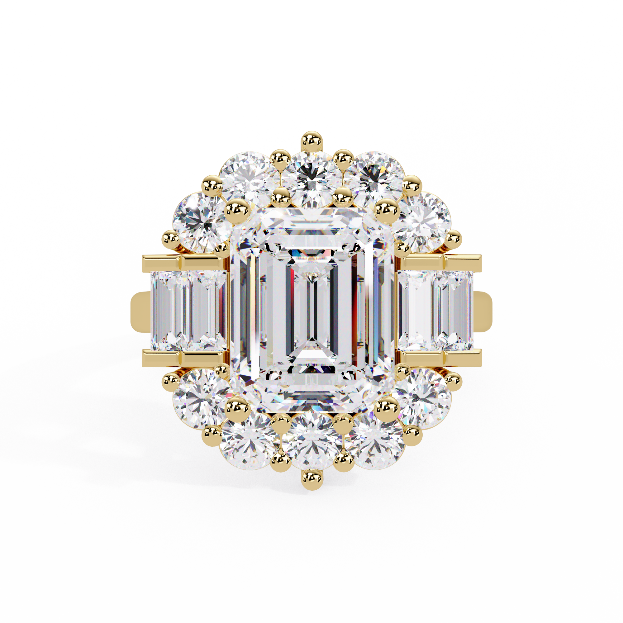 Emerald Cut Lab Grown Diamond Engagement Ring Illusion Setting
