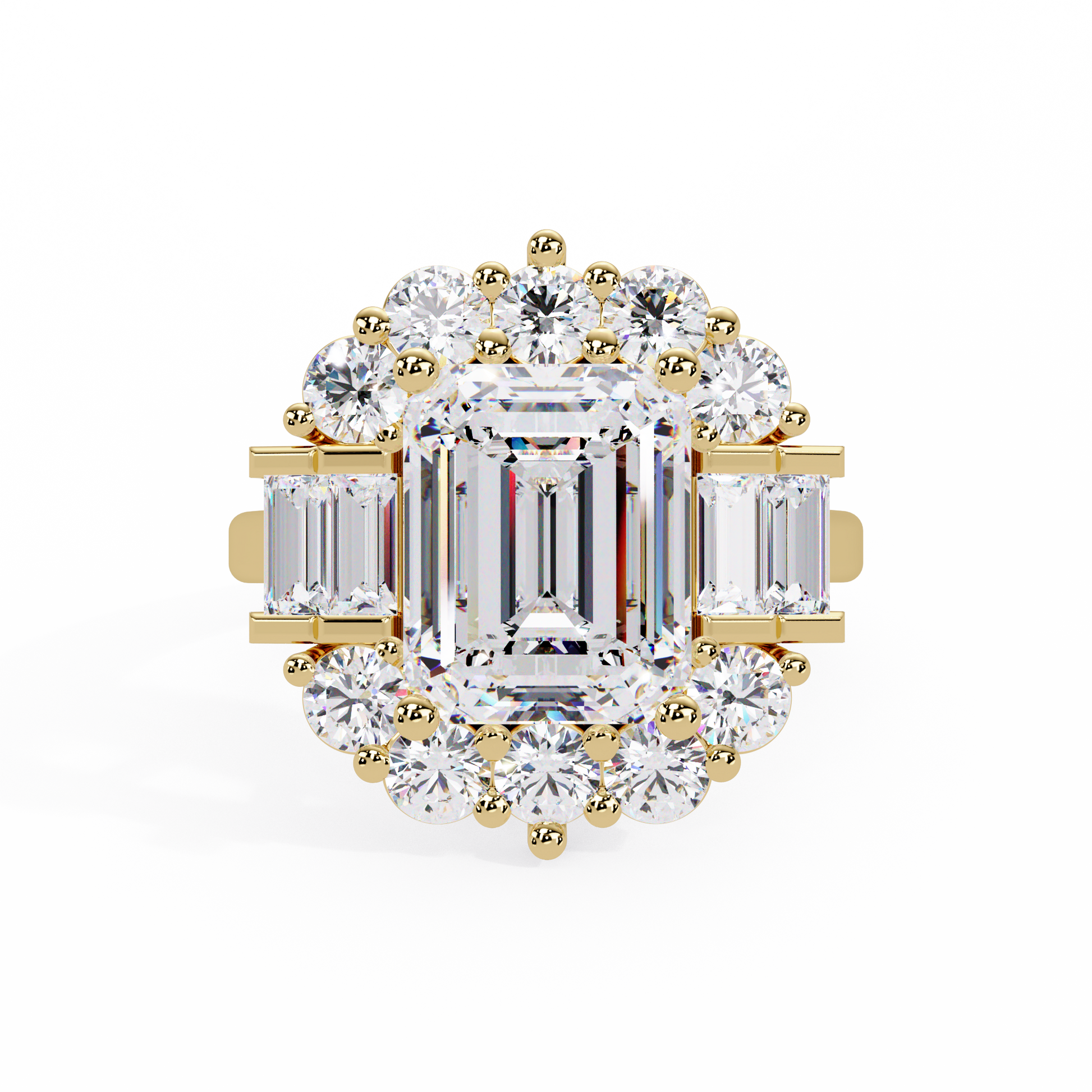 Emerald Cut Lab Grown Diamond Engagement Ring Illusion Setting