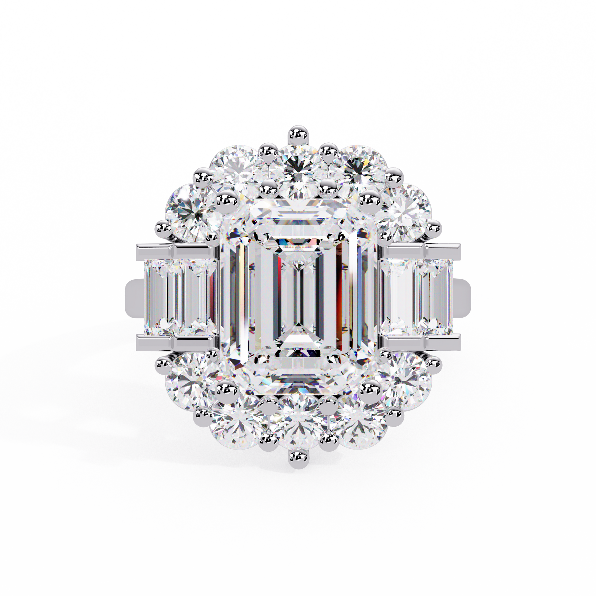 Emerald Cut Lab Grown Diamond Engagement Ring Illusion Setting