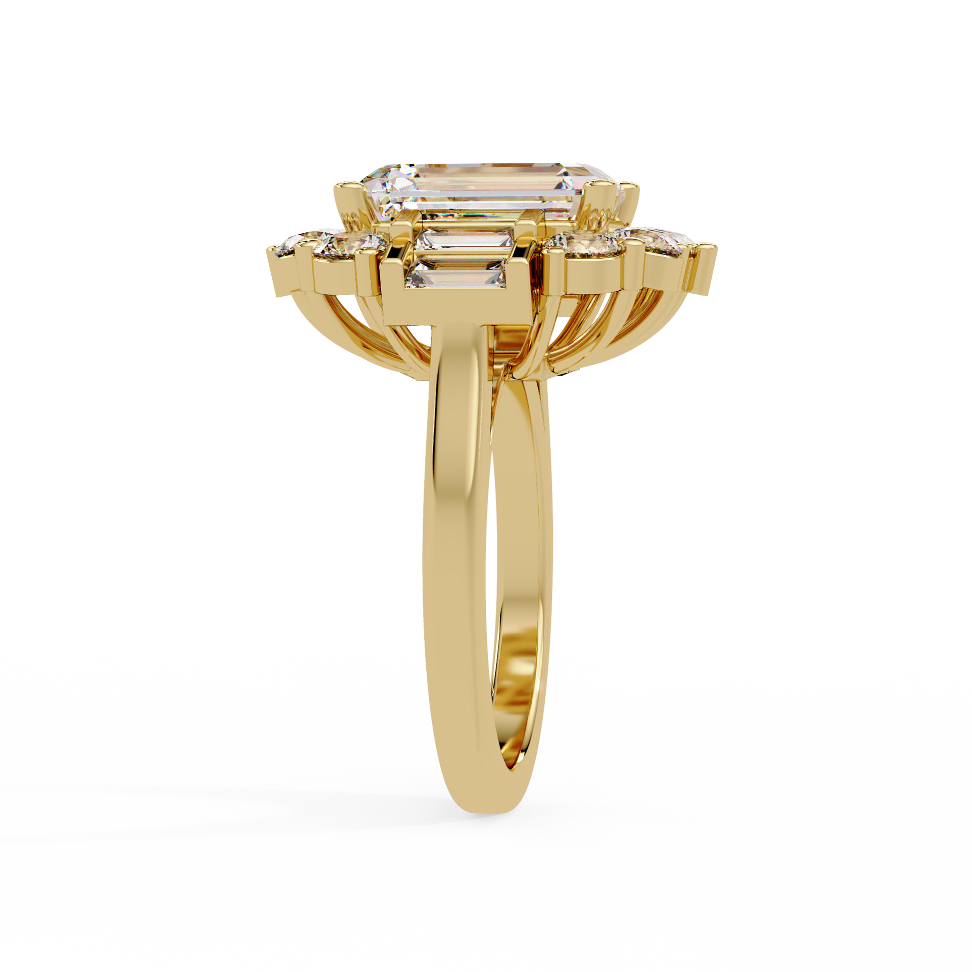 Emerald Cut Lab Grown Diamond Engagement Ring Illusion Setting