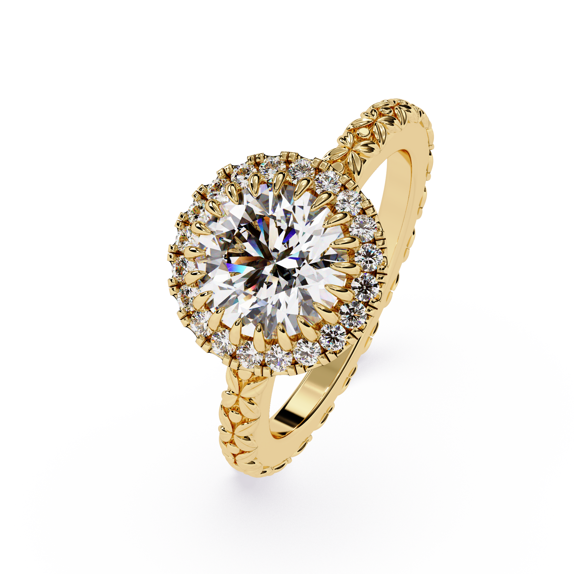 Round Cur Lab Grown Diamond Halo Ring