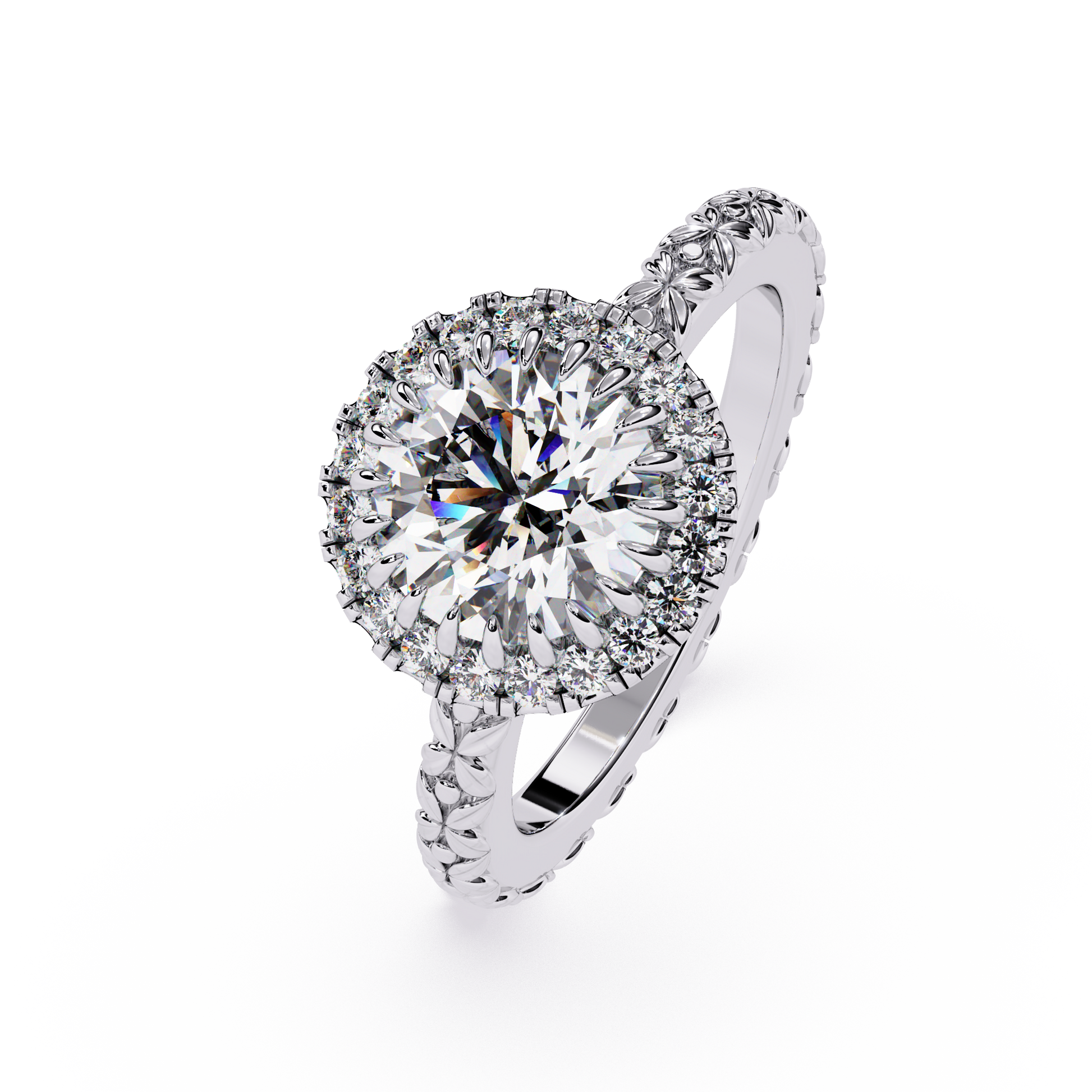 Round Cur Lab Grown Diamond Halo Ring