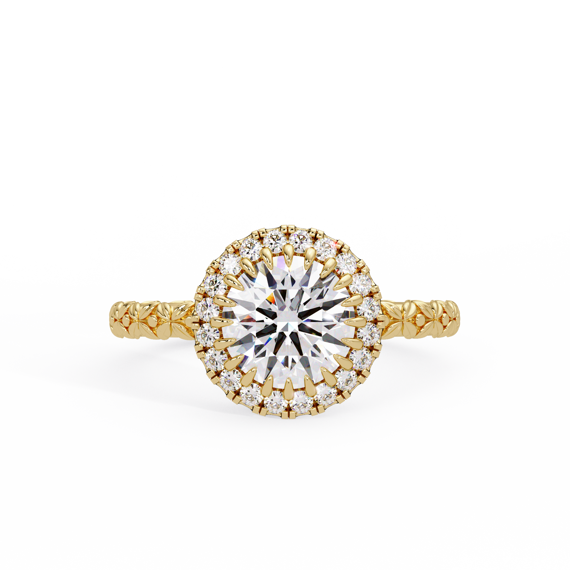 Round Cur Lab Grown Diamond Halo Ring