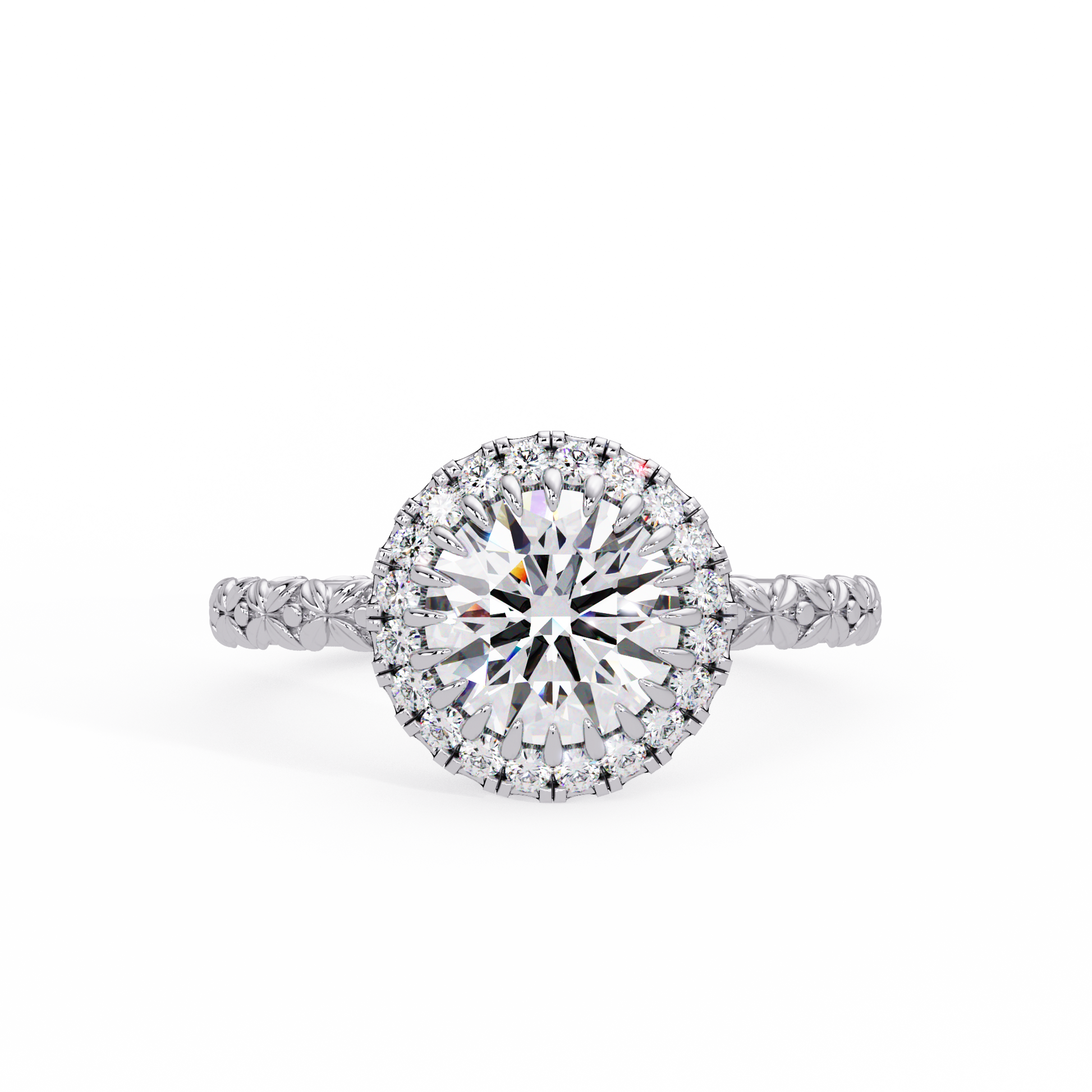 Round Cur Lab Grown Diamond Halo Ring