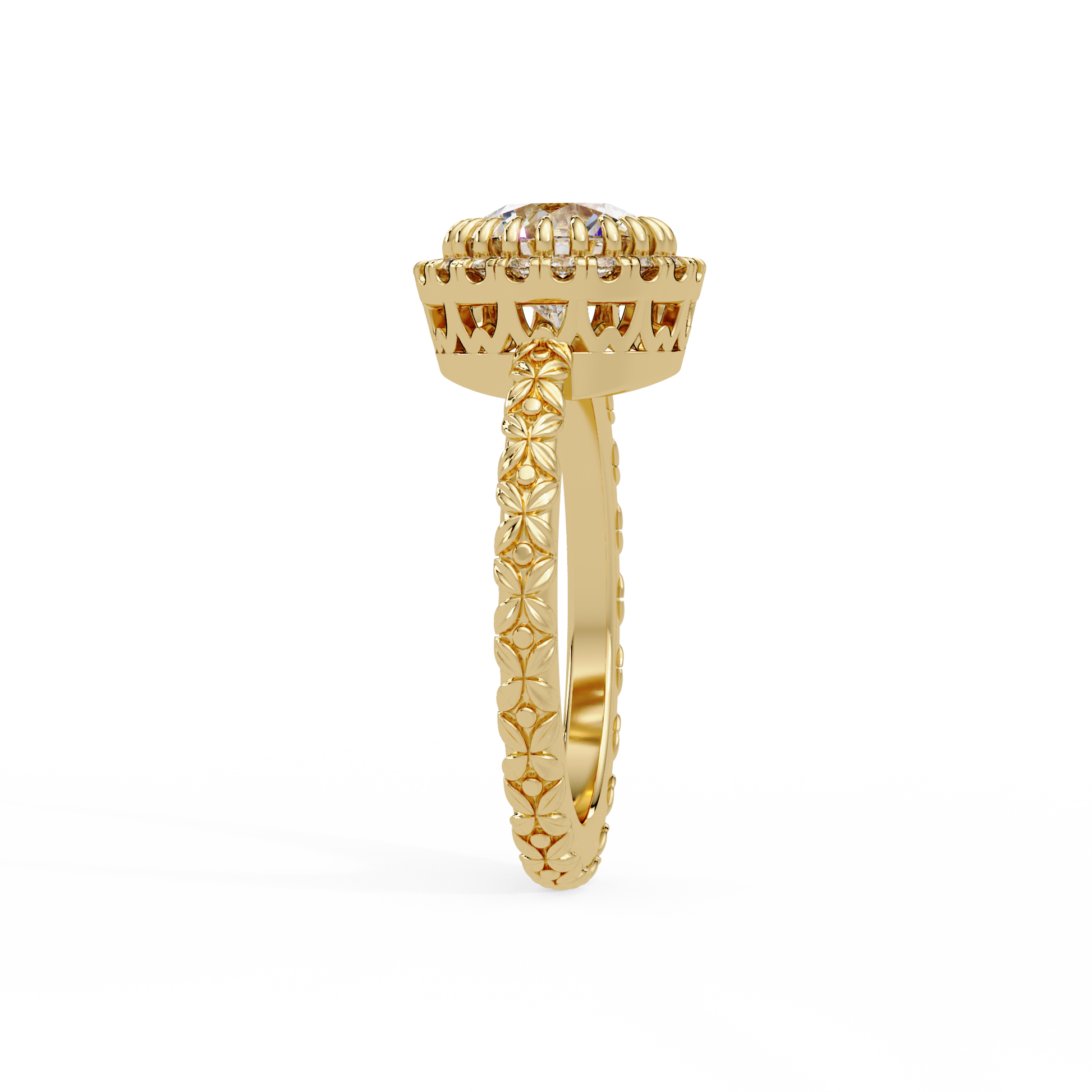 Round Cur Lab Grown Diamond Halo Ring