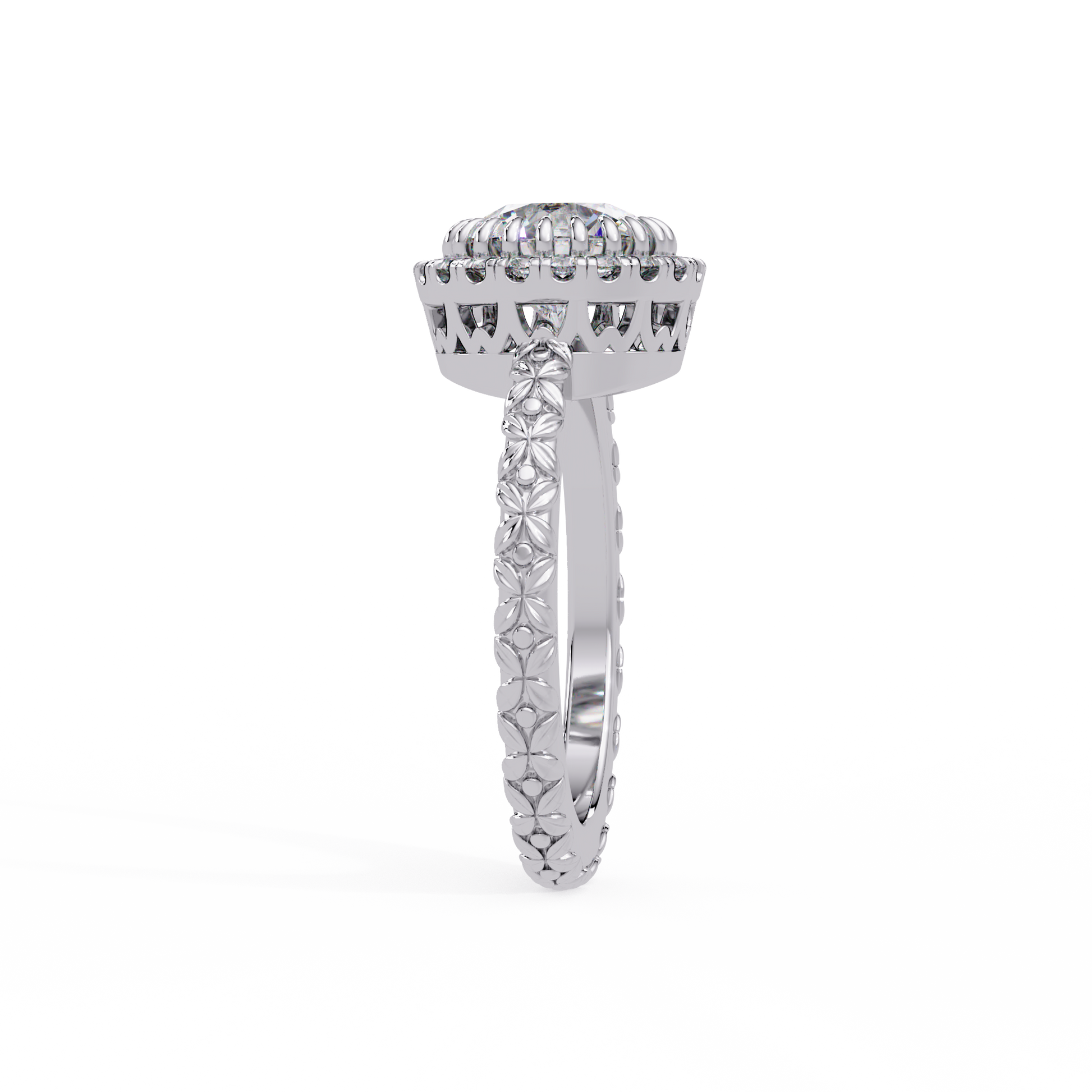 Round Cur Lab Grown Diamond Halo Ring