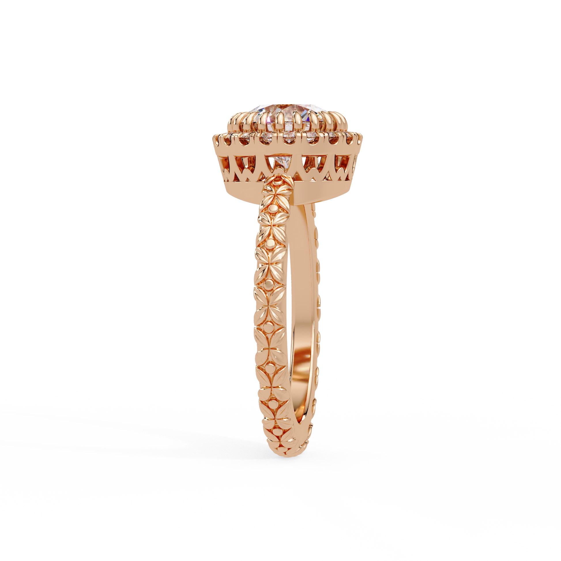 Round Cur Lab Grown Diamond Halo Ring
