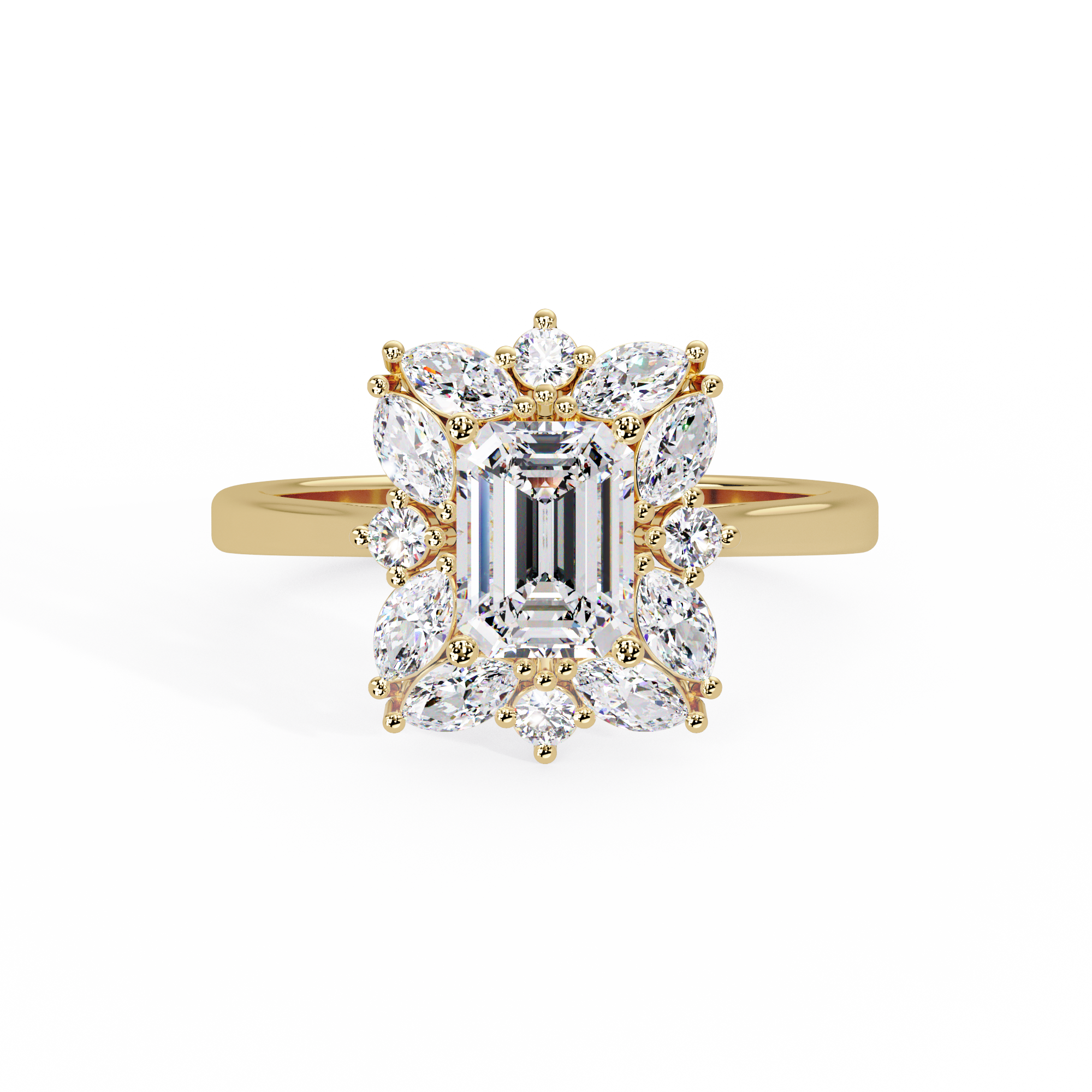 Emerald Cut Lab grown Diamond Halo Ring