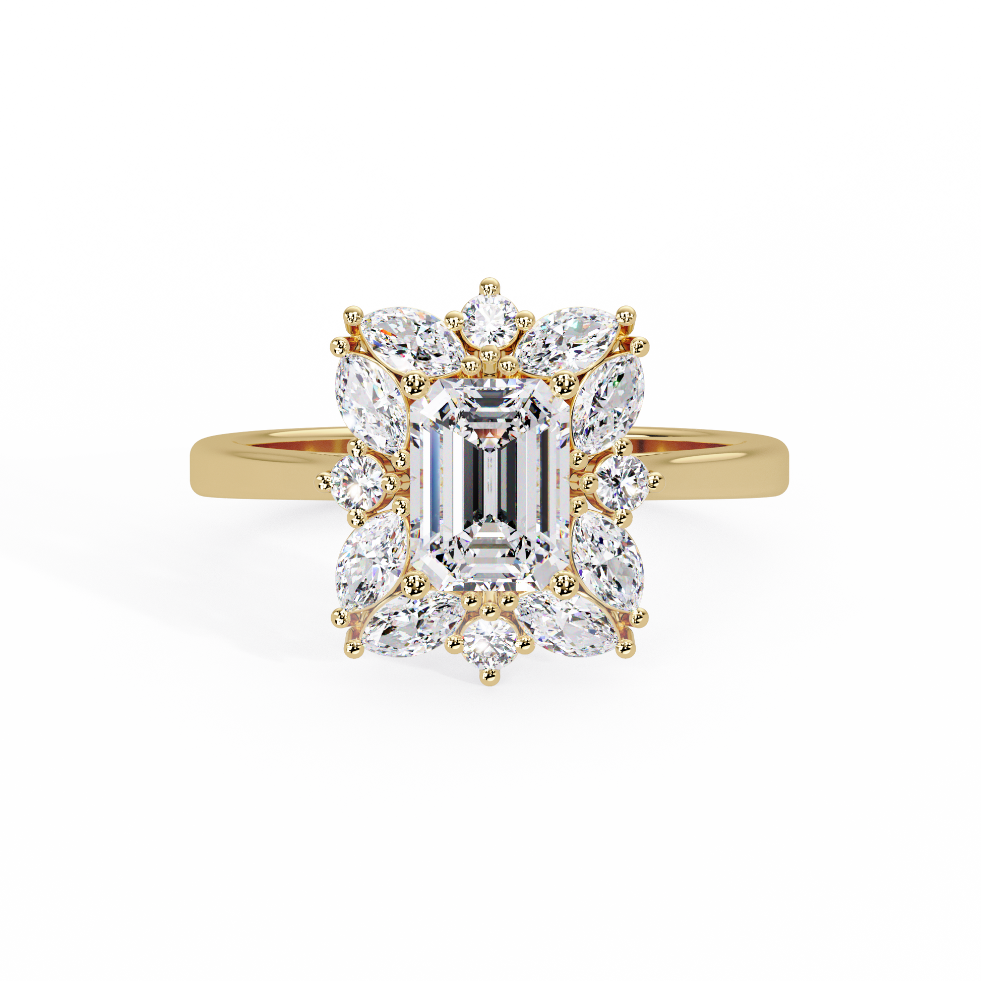 Emerald Cut Lab grown Diamond Halo Ring