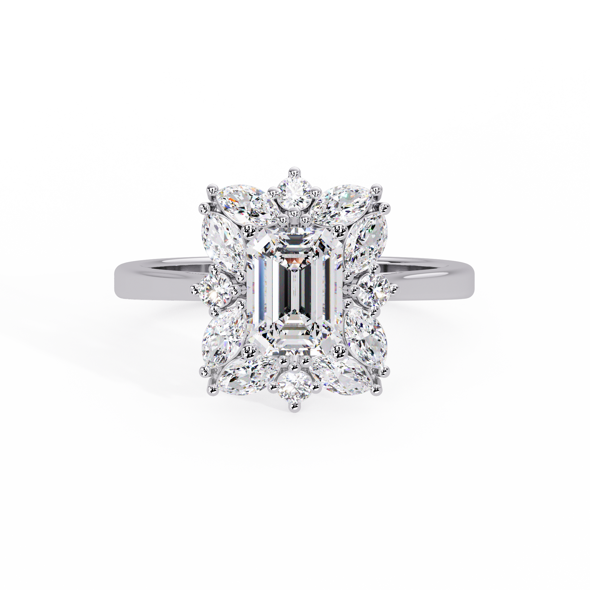 Emerald Cut Lab grown Diamond Halo Ring
