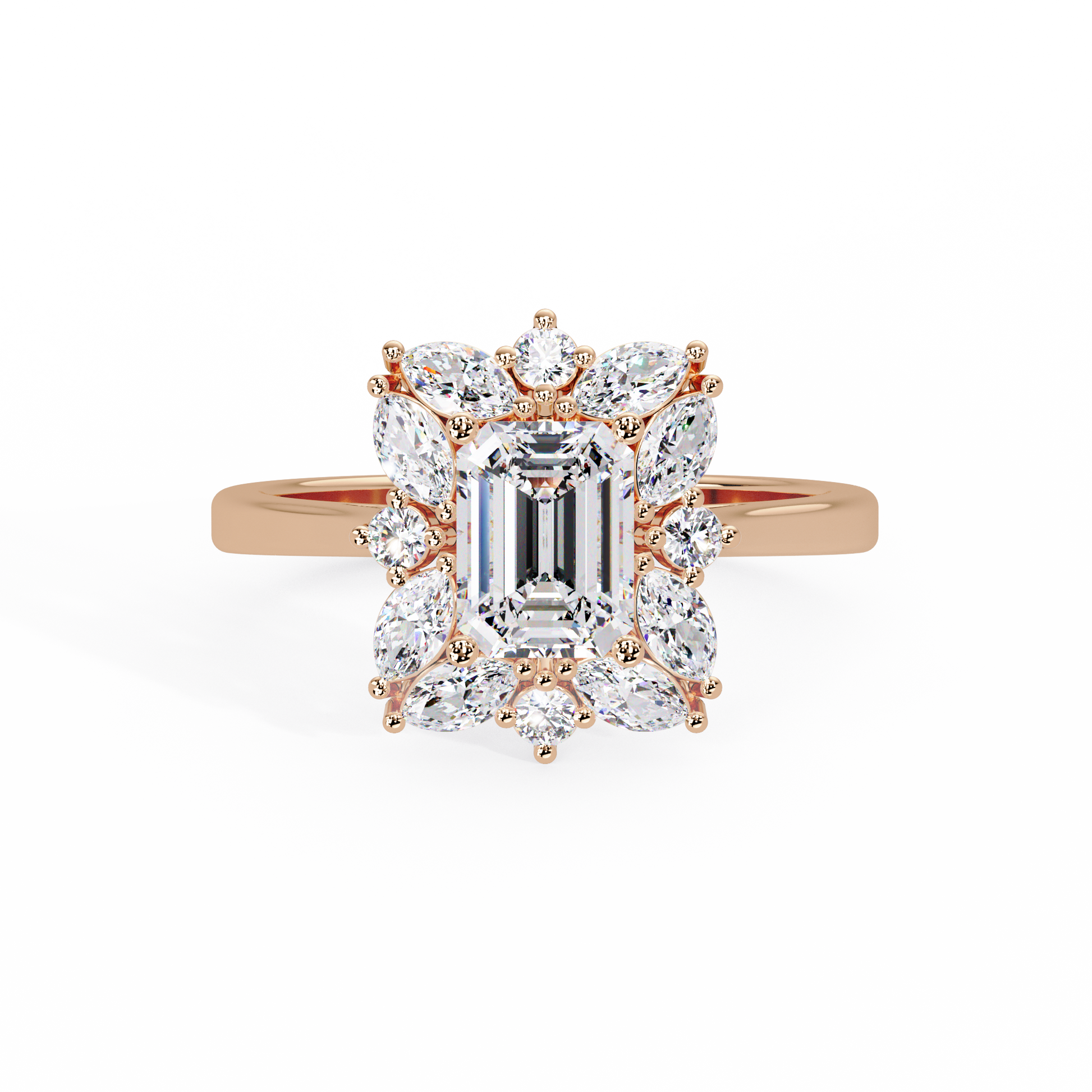 Emerald Cut Lab grown Diamond Halo Ring