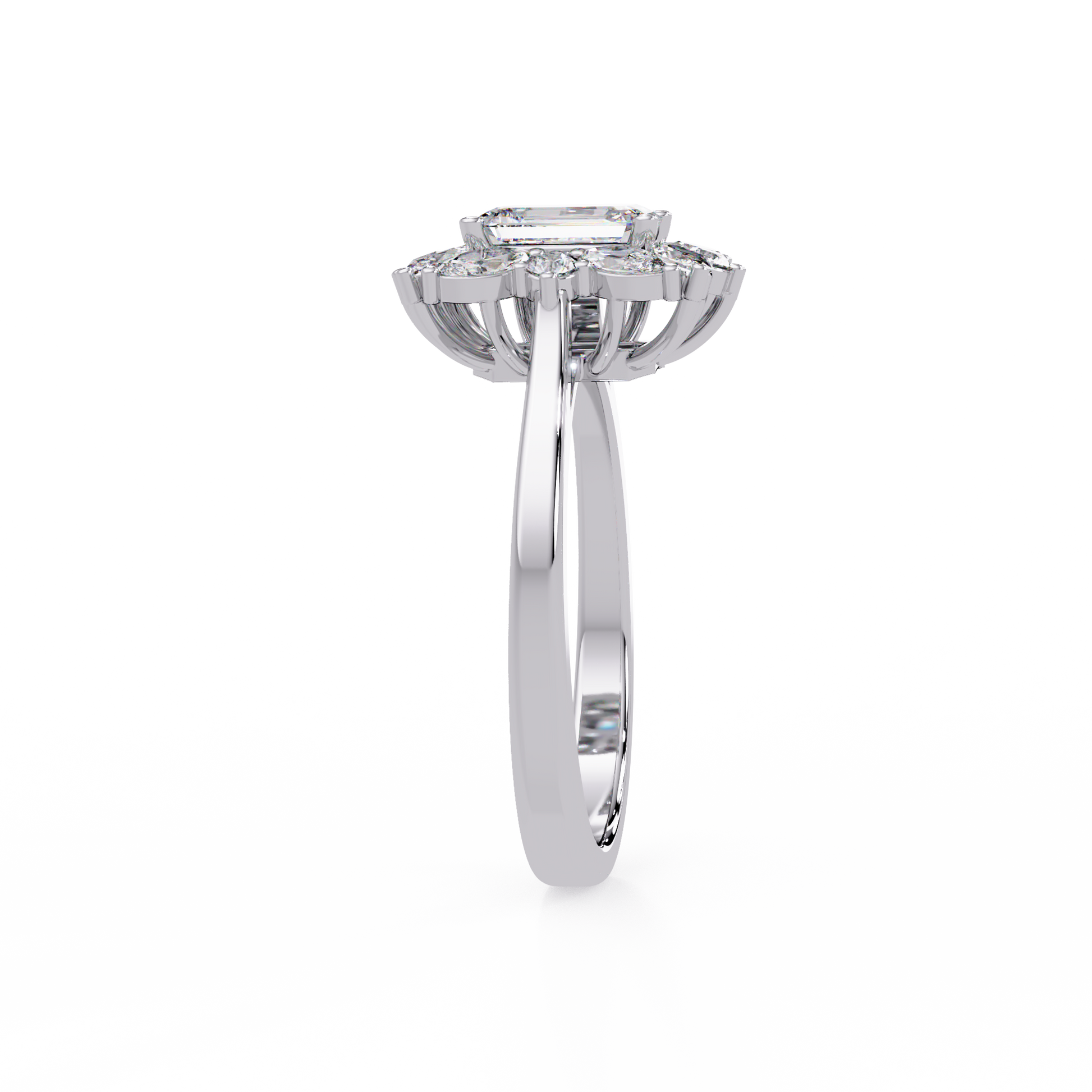 Emerald Cut Lab grown Diamond Halo Ring