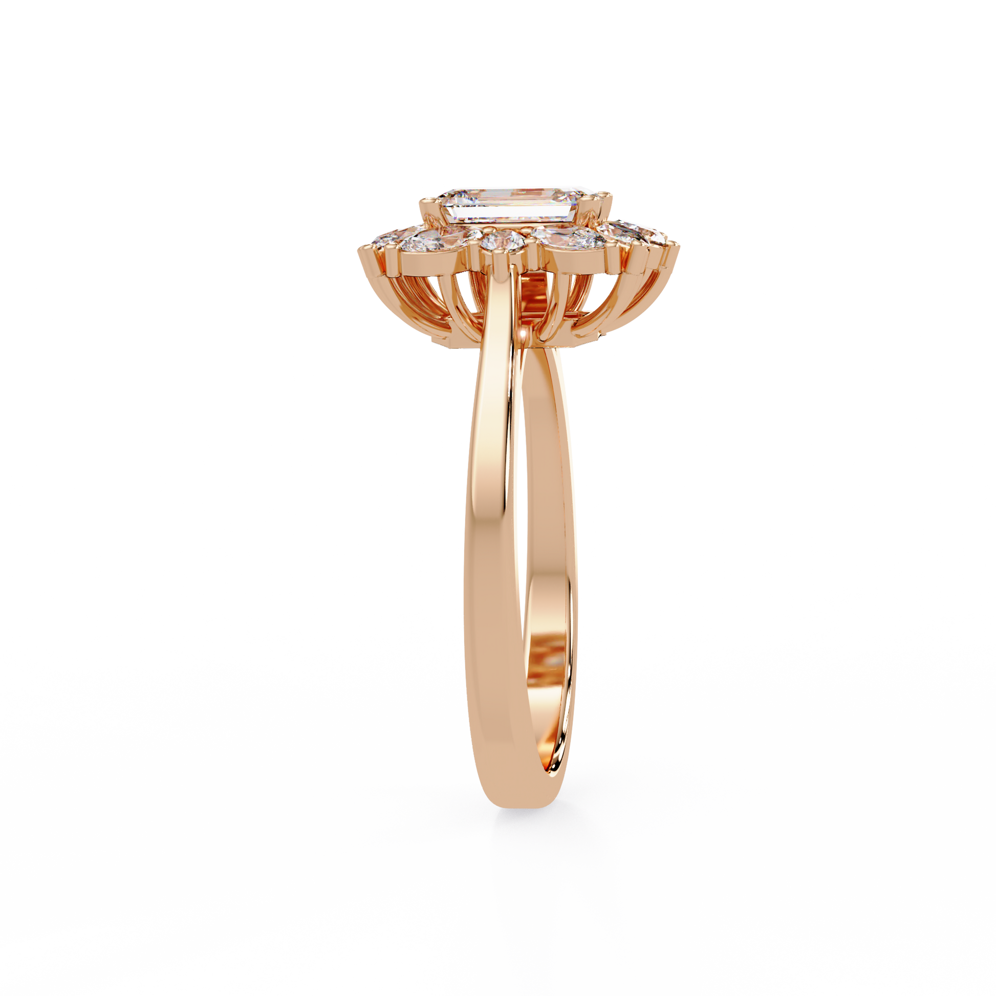 Emerald Cut Lab grown Diamond Halo Ring