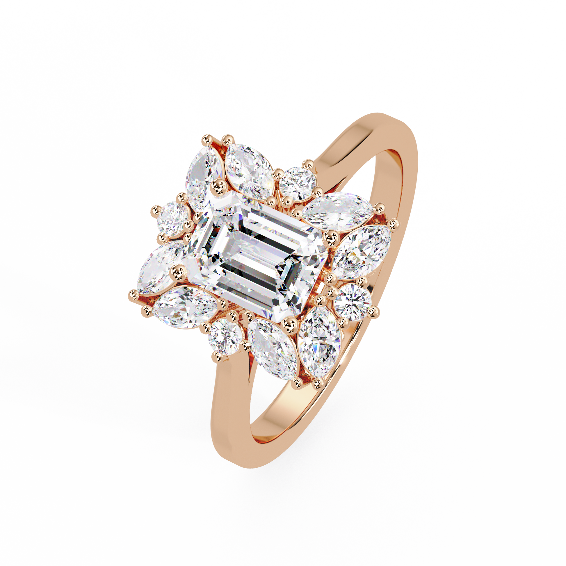 Emerald Cut Lab grown Diamond Halo Ring