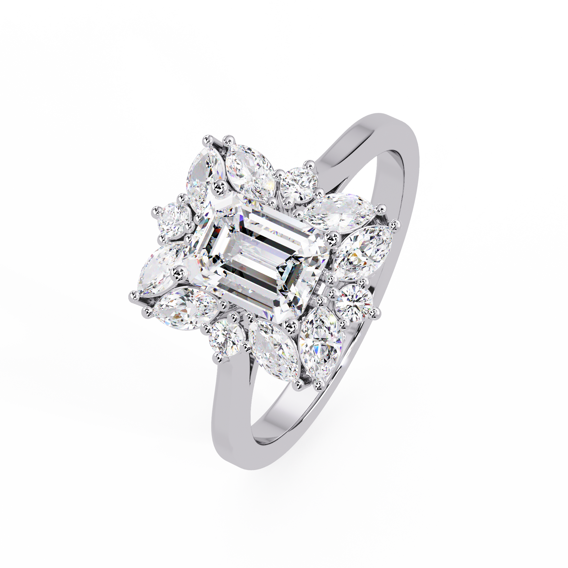 Emerald Cut Lab grown Diamond Halo Ring
