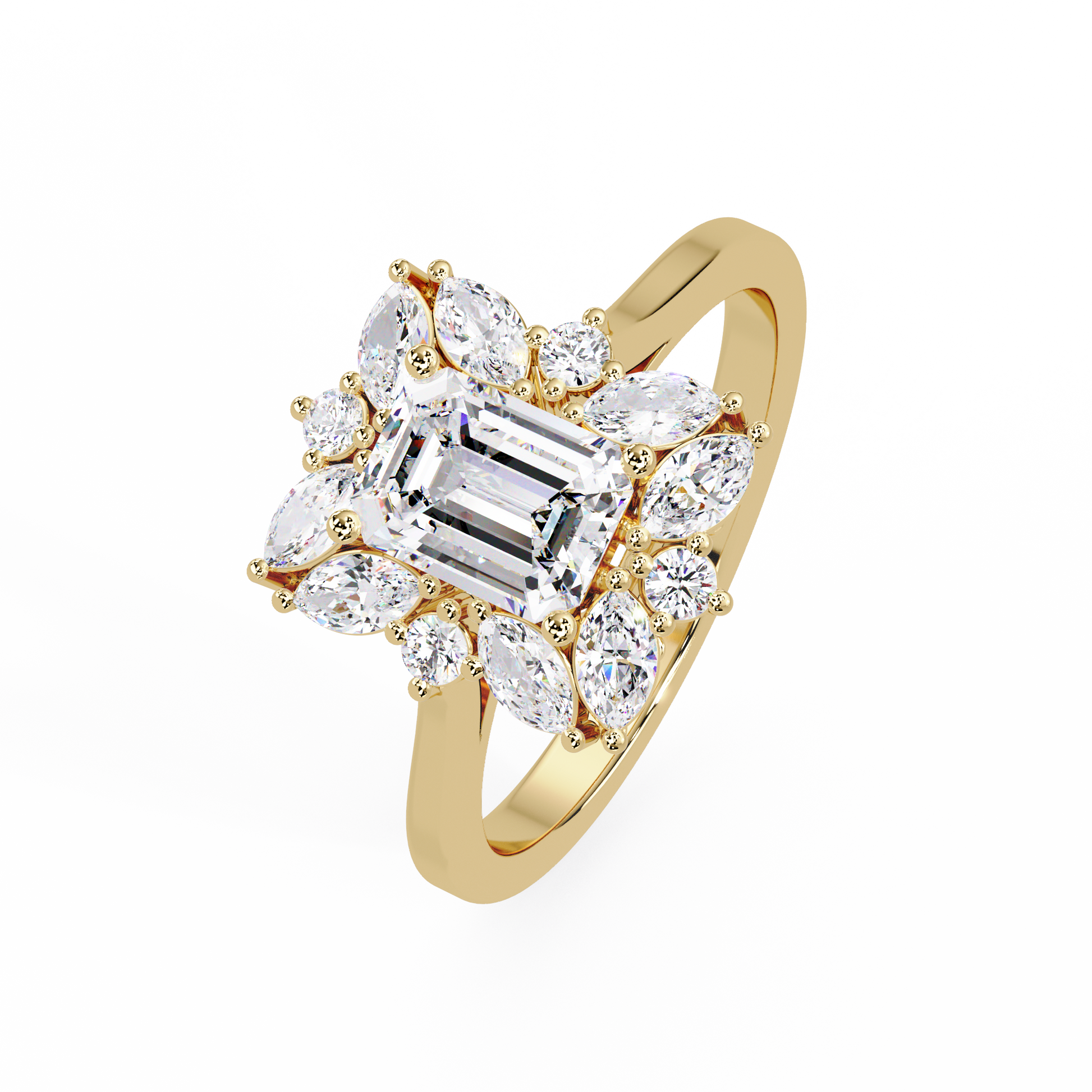 Emerald Cut Lab grown Diamond Halo Ring