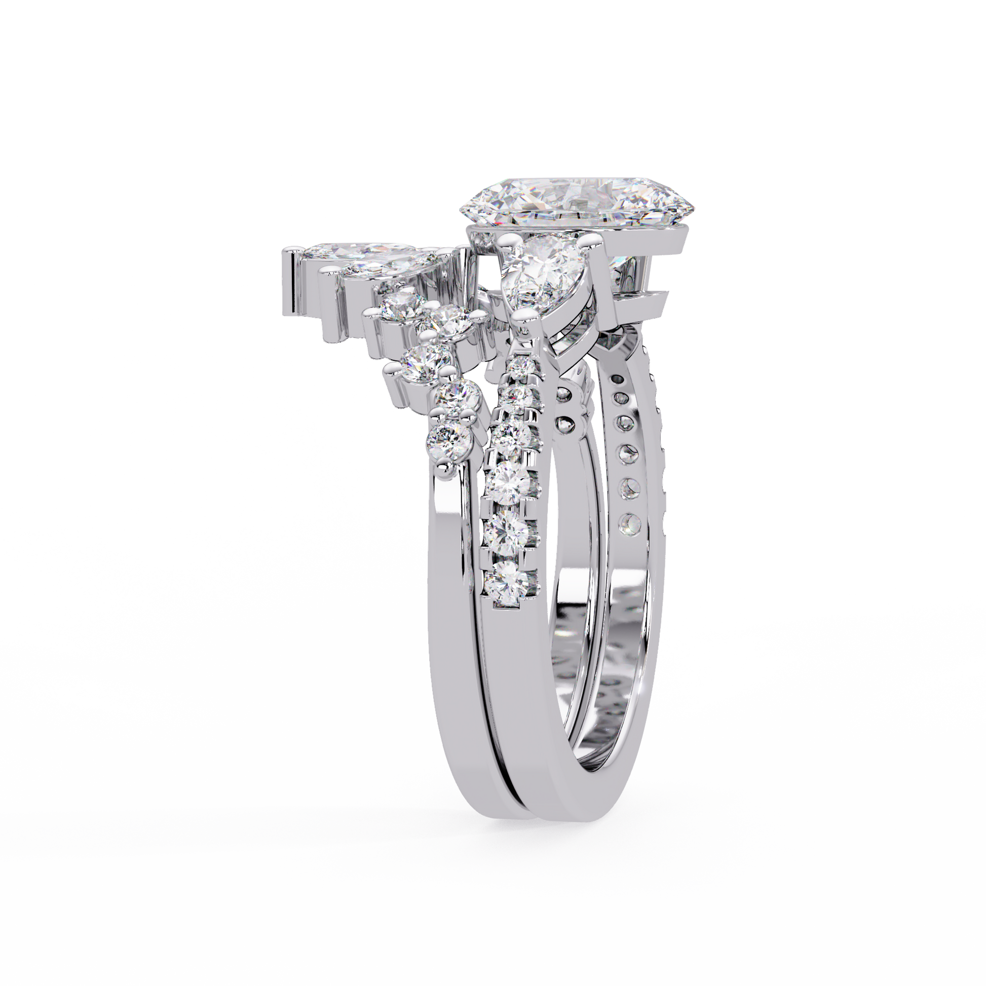 Oval Cut Lab grown Diamond Three Stone Ring
