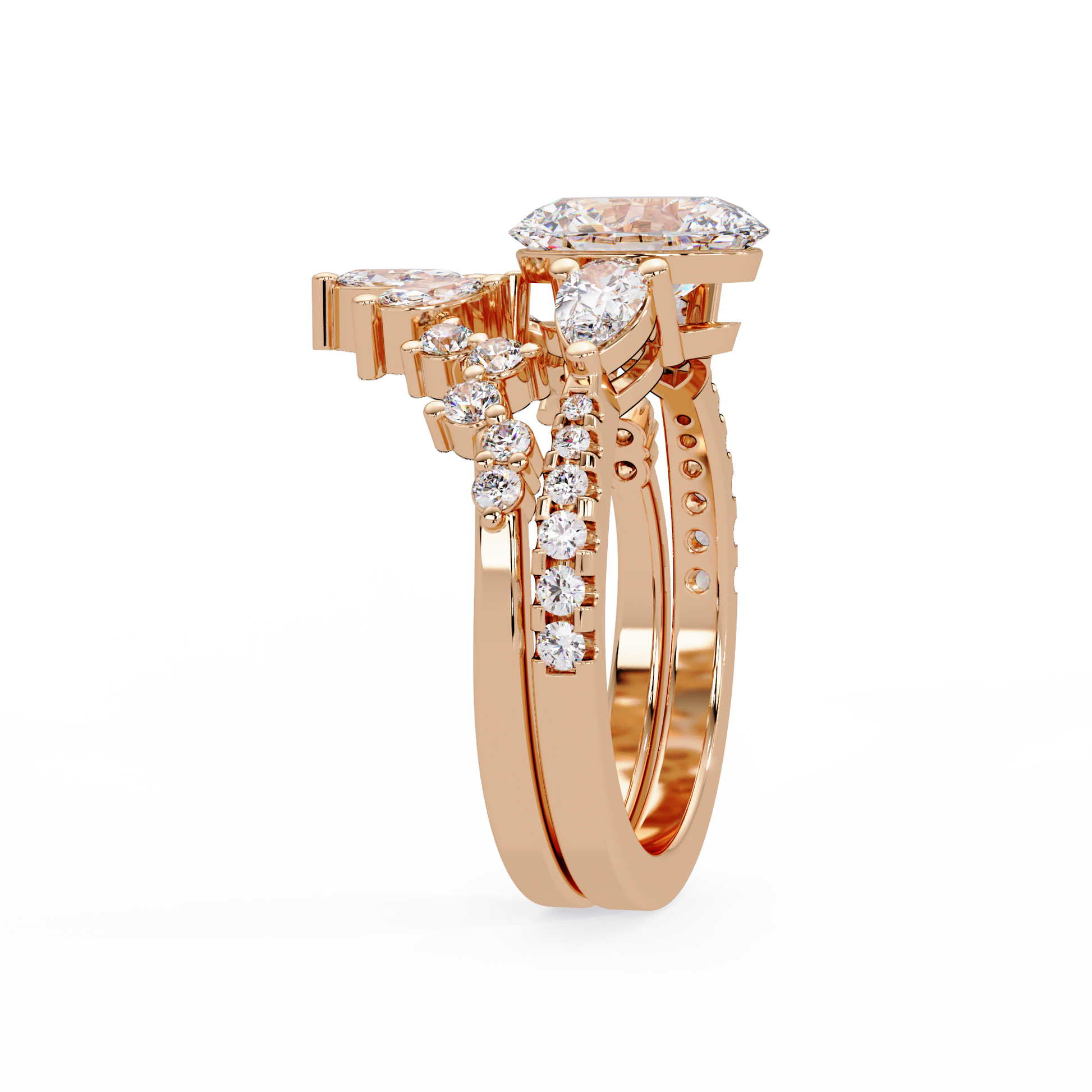 Oval Cut Lab grown Diamond Three Stone Ring