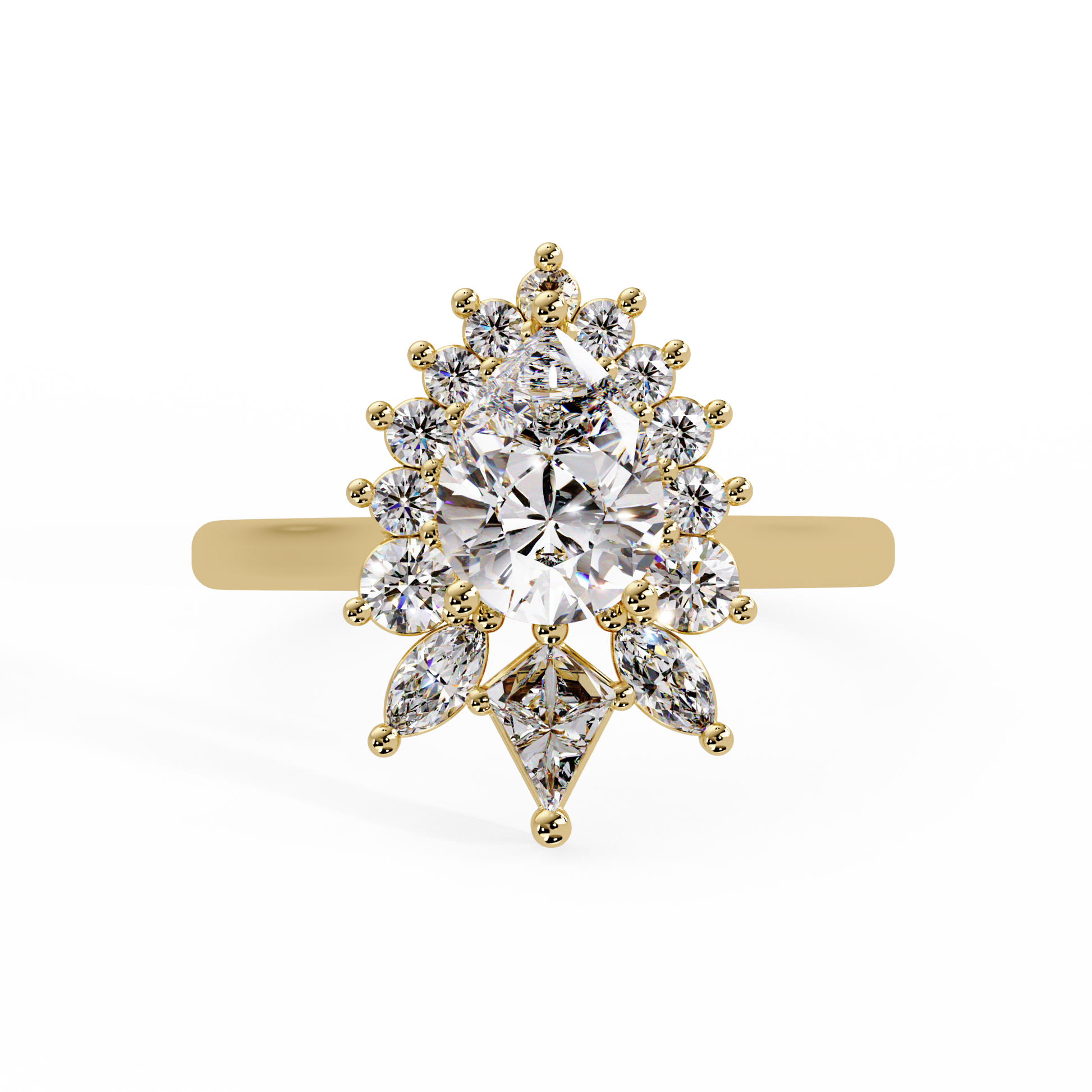 Pear Cut Lab grown Dimond Engagement Ring in Halo Setting