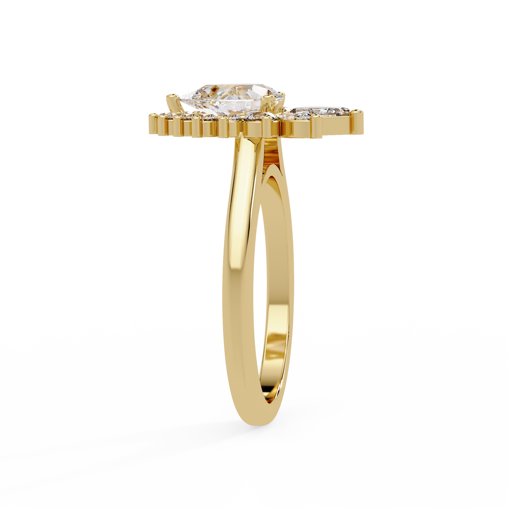 Pear Cut Lab grown Dimond Engagement Ring in Halo Setting