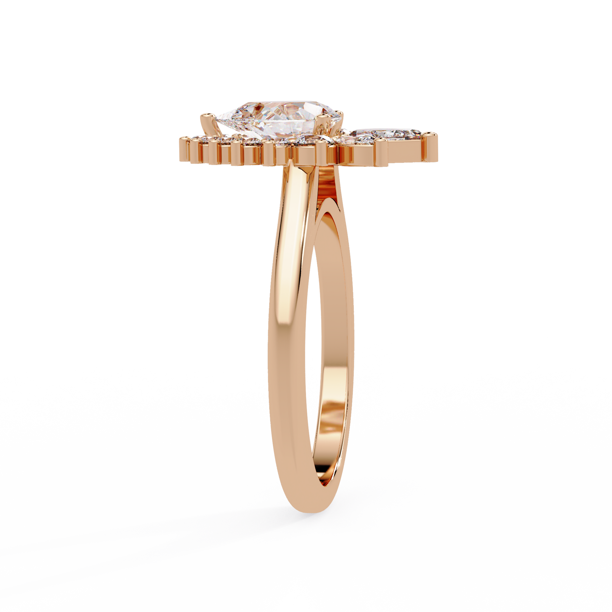 Pear Cut Lab grown Dimond Engagement Ring in Halo Setting